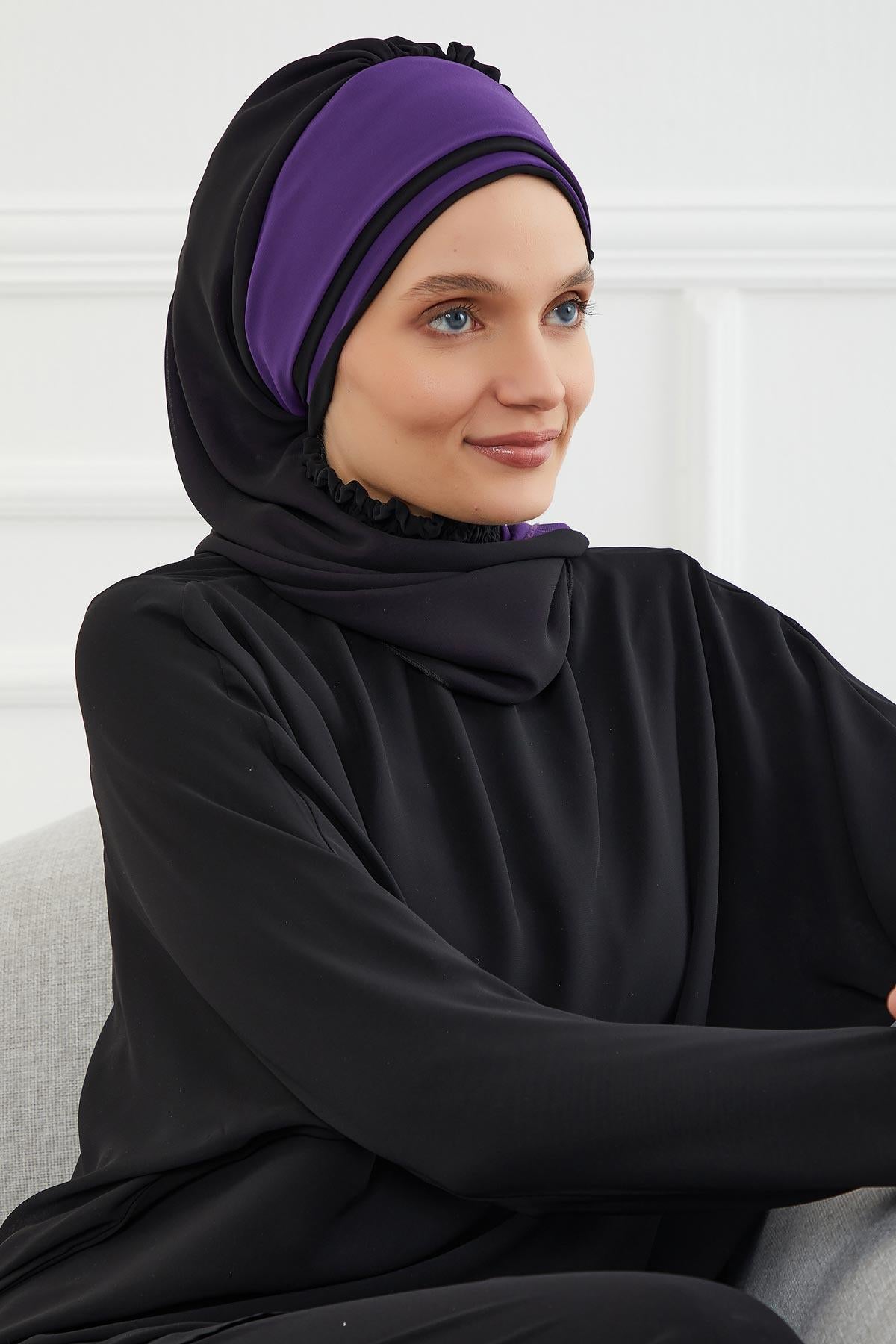 Çift Renkli Tasarım Şifon Hazır Türban,HT-86