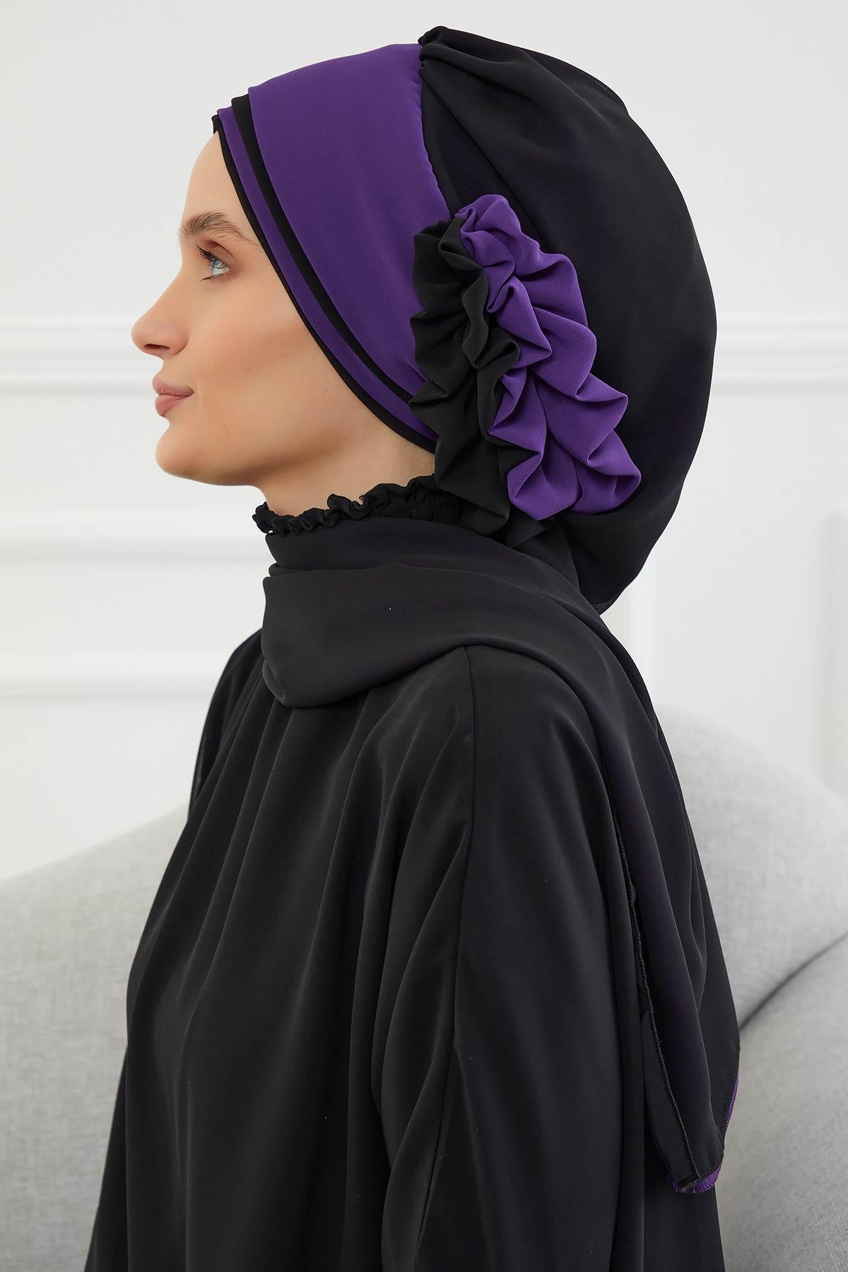 Çift Renkli Tasarım Şifon Hazır Türban,HT-86