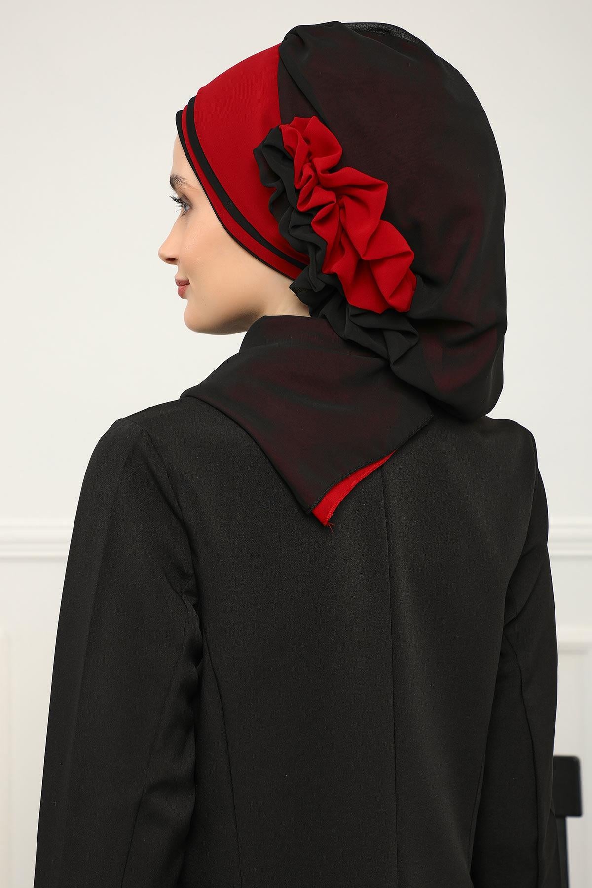 Çift Renkli Tasarım Şifon Hazır Türban,HT-86