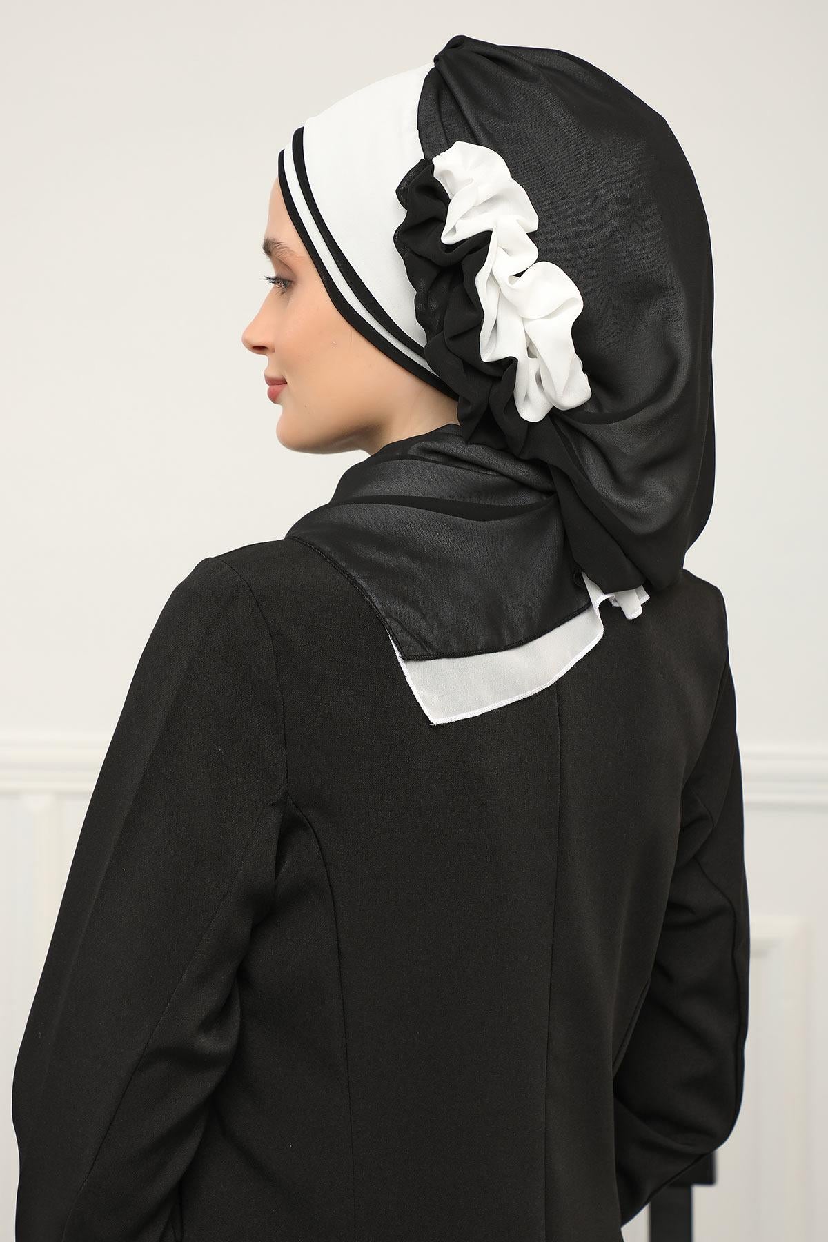 Çift Renkli Tasarım Şifon Hazır Türban,HT-86