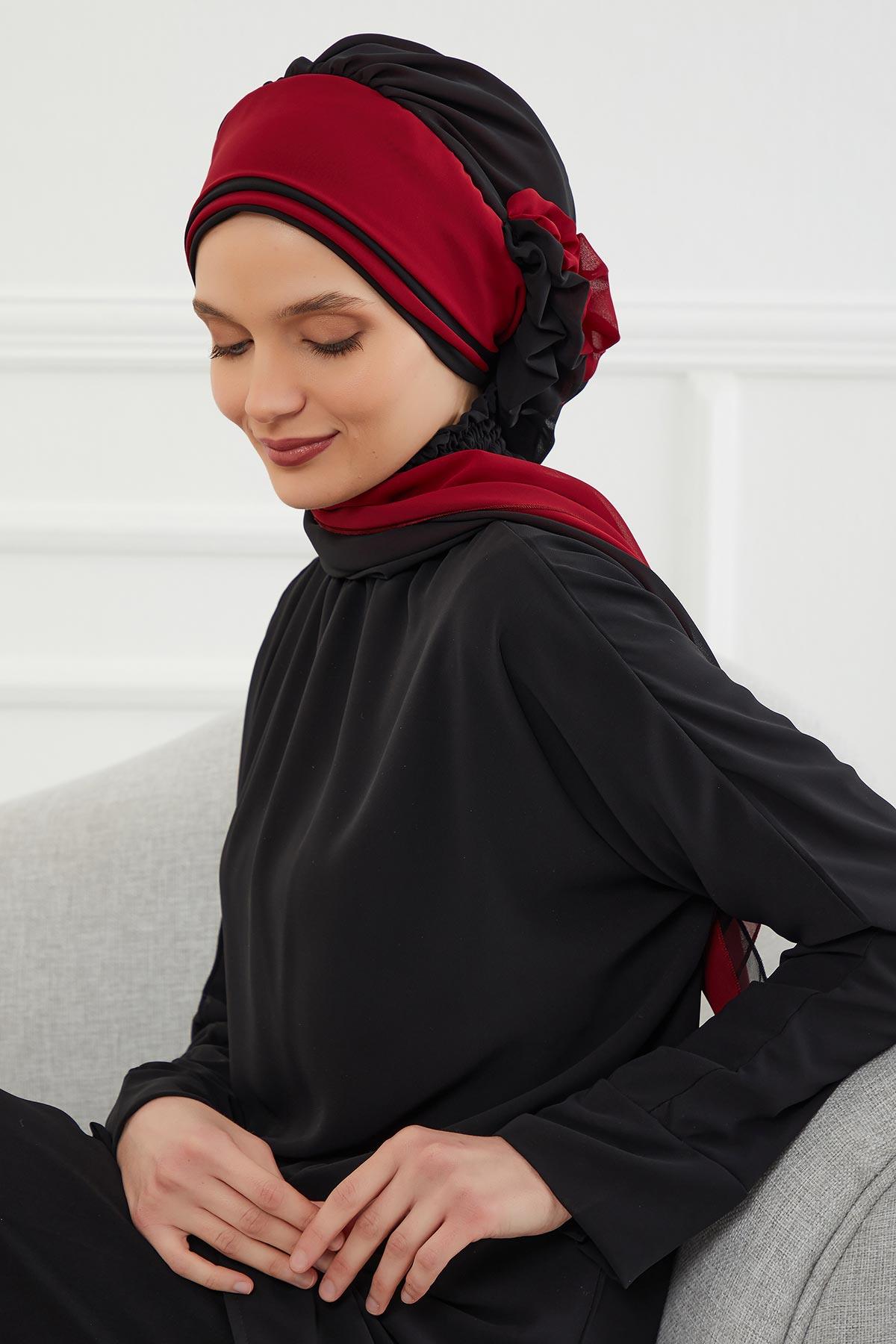 Çift Renkli Tasarım Şifon Hazır Türban,HT-86