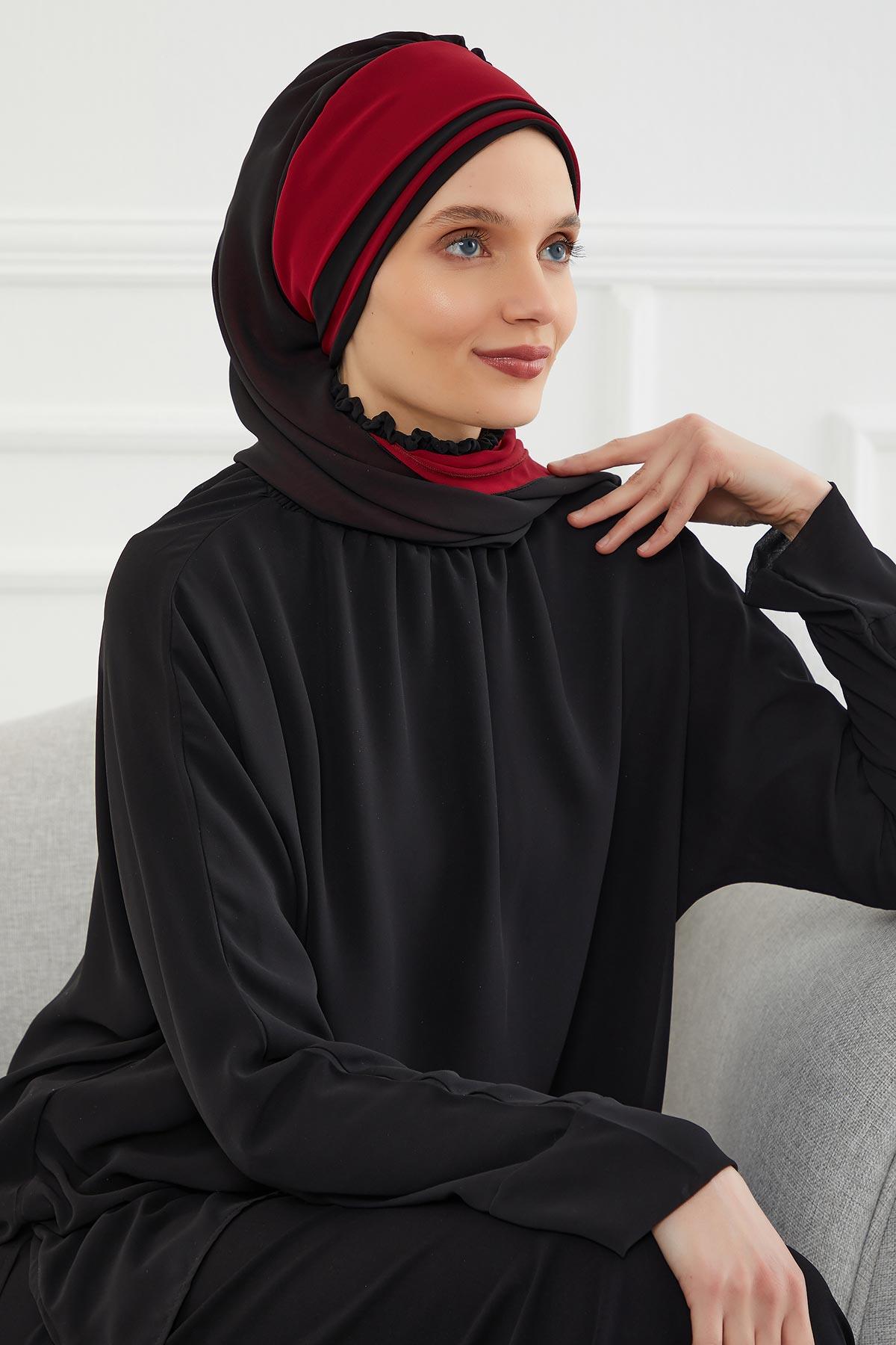 Çift Renkli Tasarım Şifon Hazır Türban,HT-86