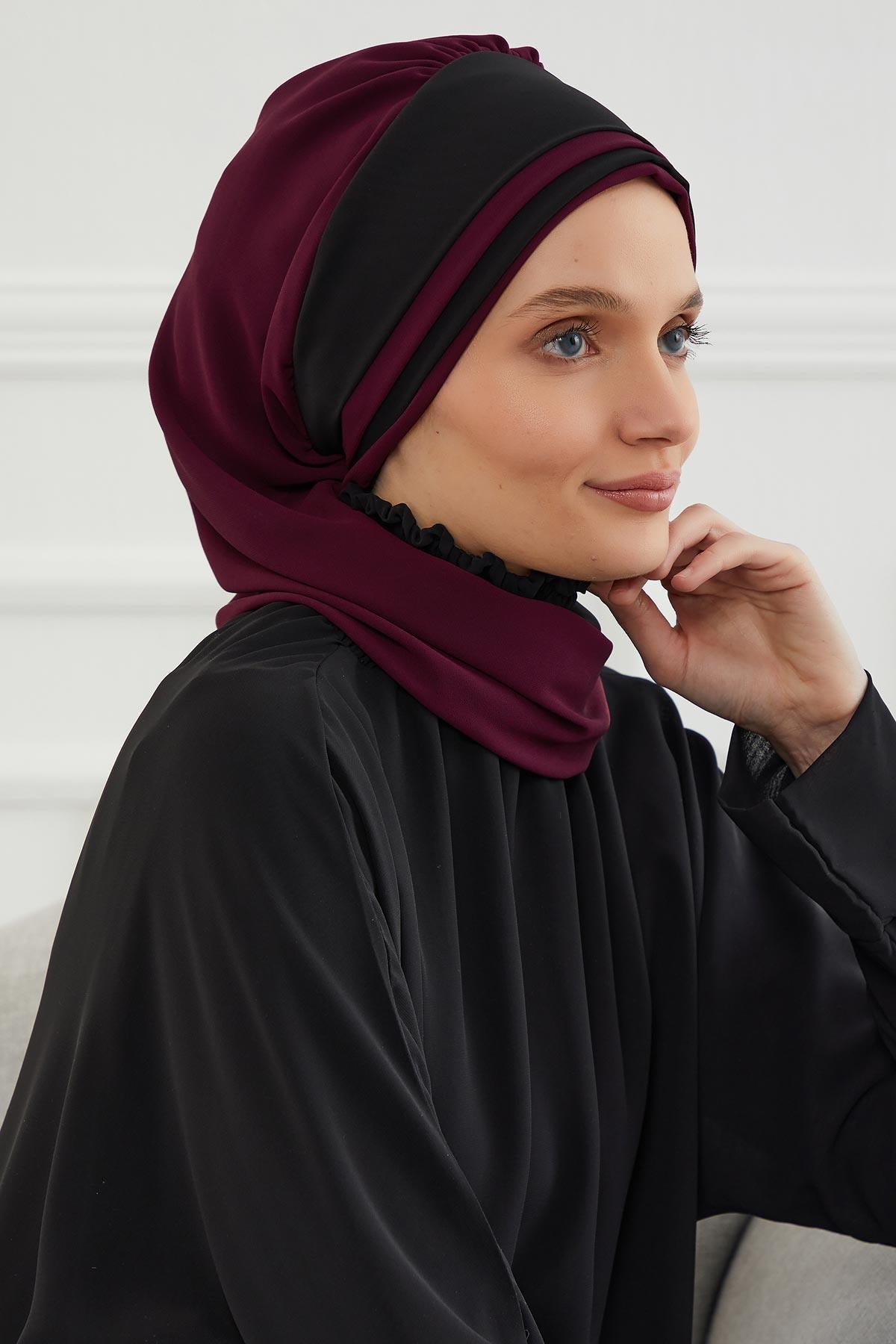 Çift Renkli Tasarım Şifon Hazır Türban,HT-86