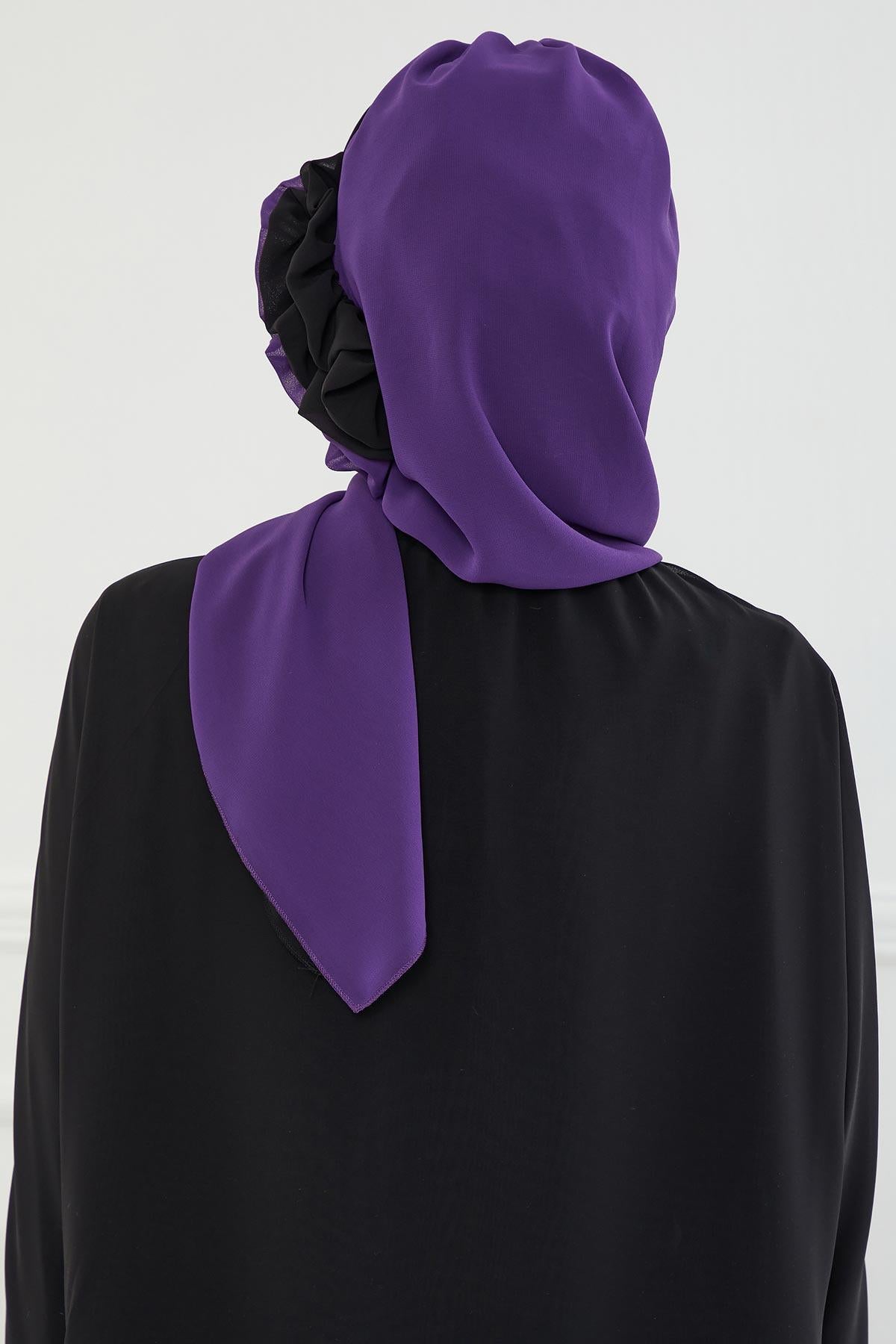 Çift Renkli Tasarım Şifon Hazır Türban,HT-86