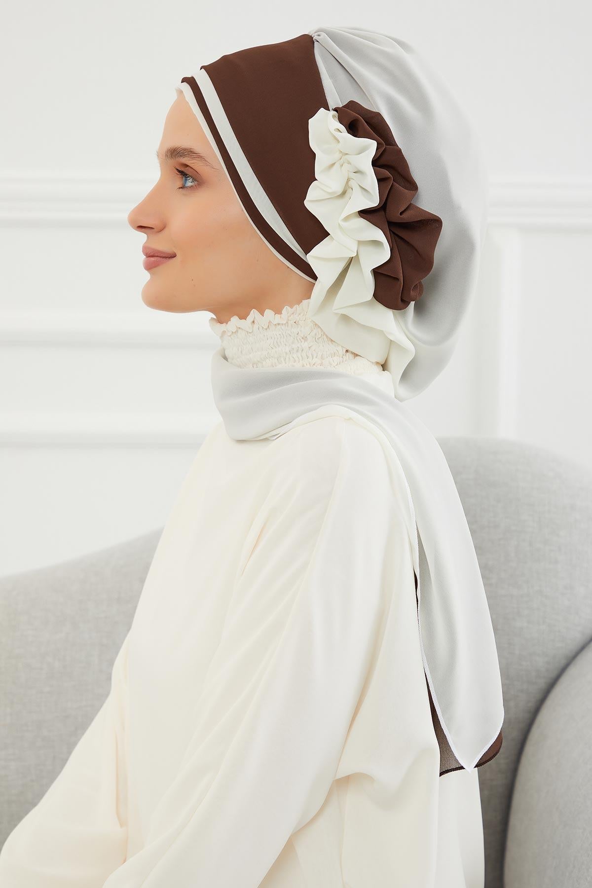 Çift Renkli Tasarım Şifon Hazır Türban,HT-86