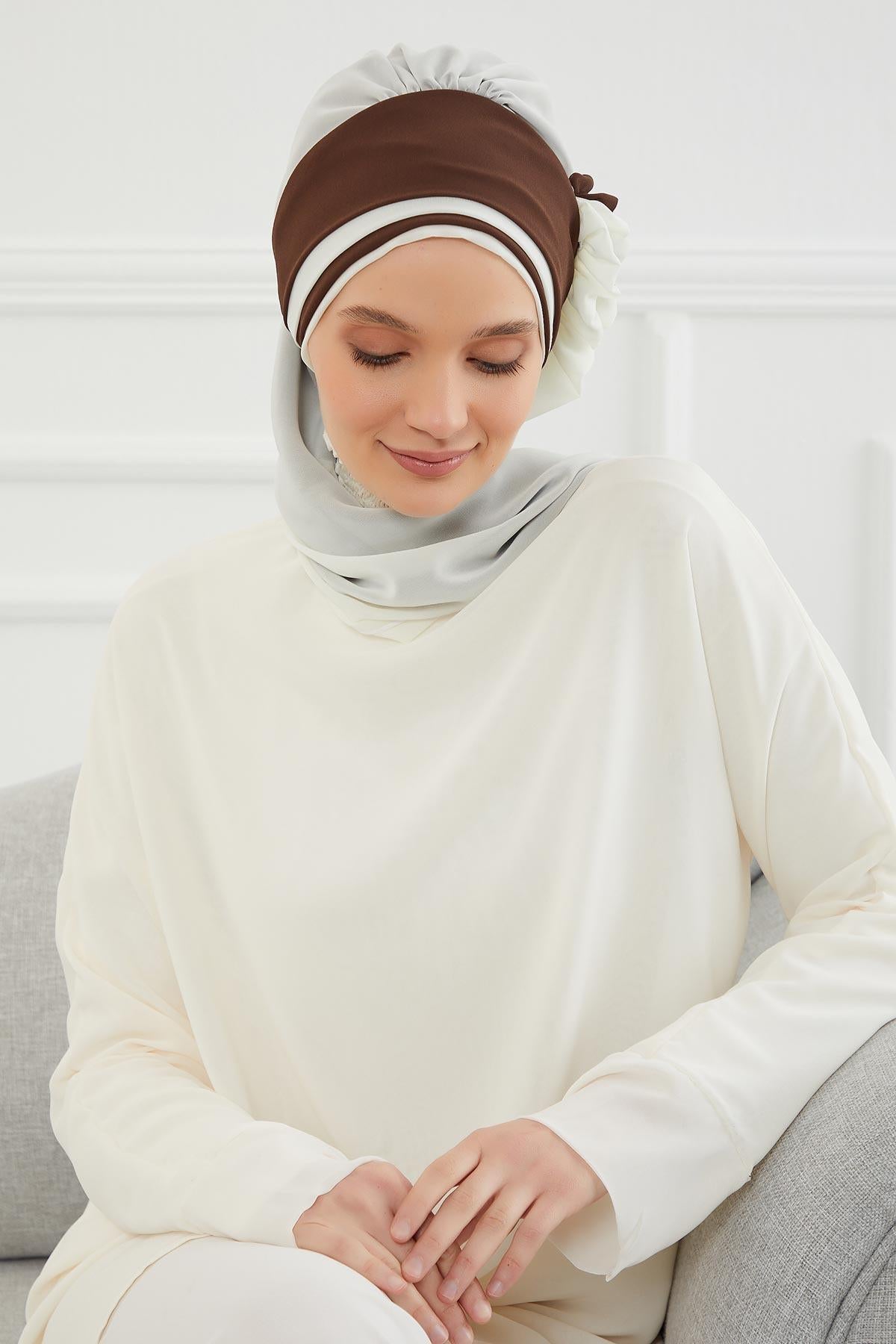 Çift Renkli Tasarım Şifon Hazır Türban,HT-86