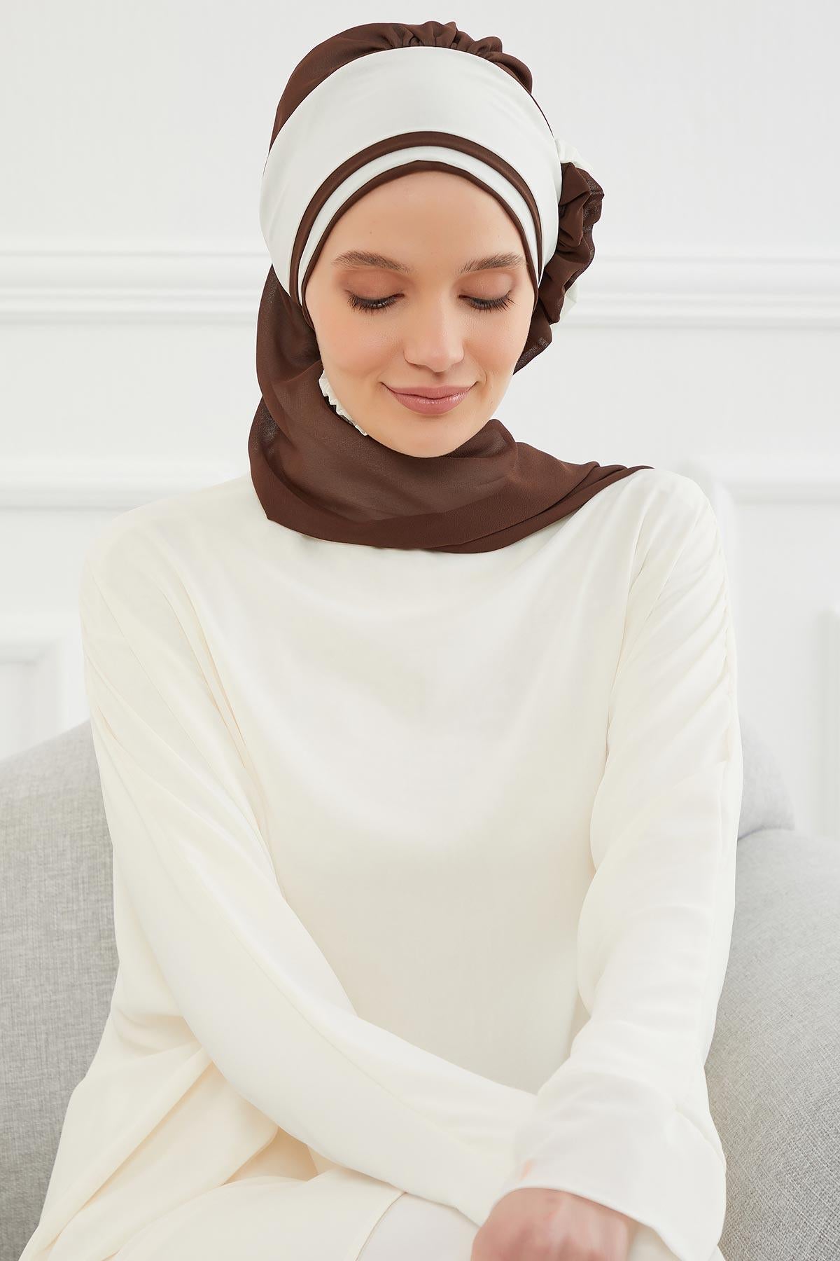 Çift Renkli Tasarım Şifon Hazır Türban,HT-86