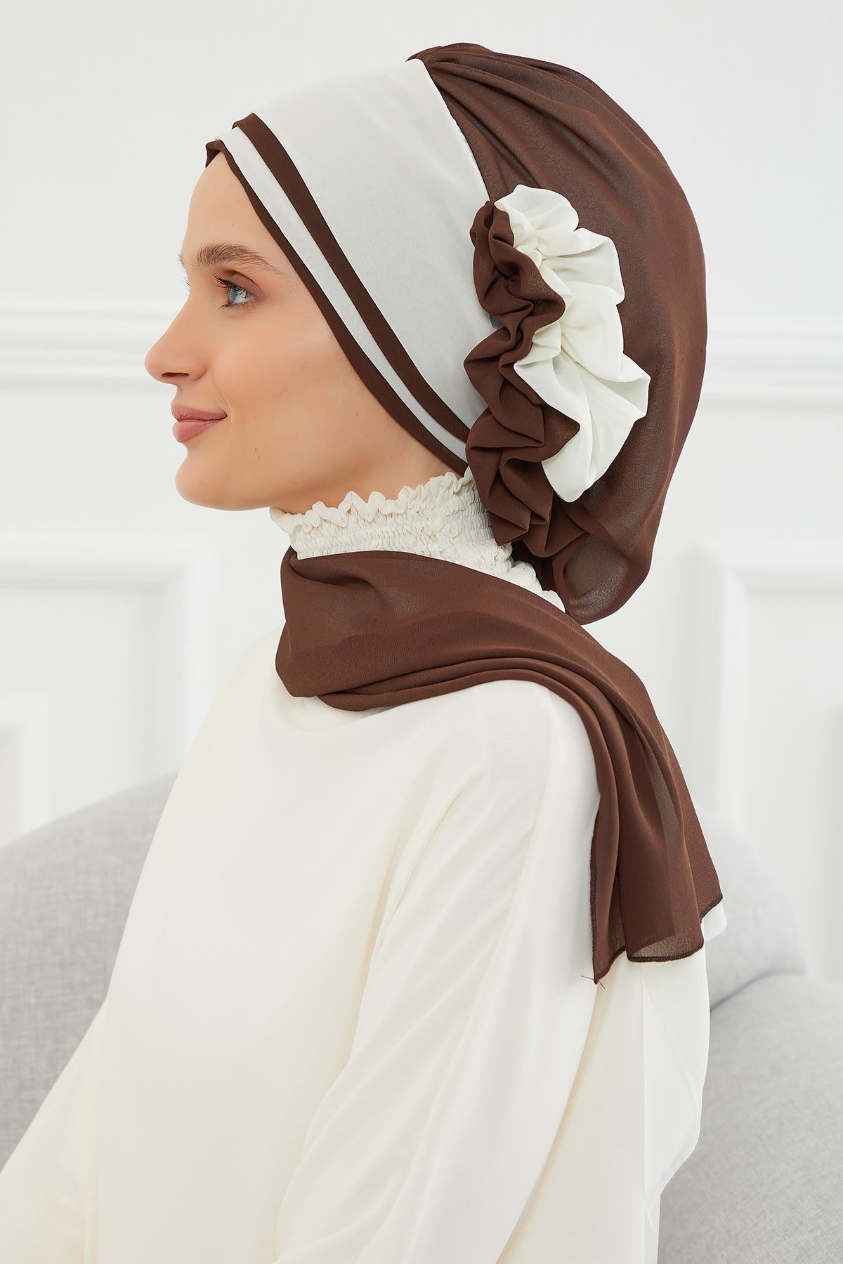 Çift Renkli Tasarım Şifon Hazır Türban,HT-86