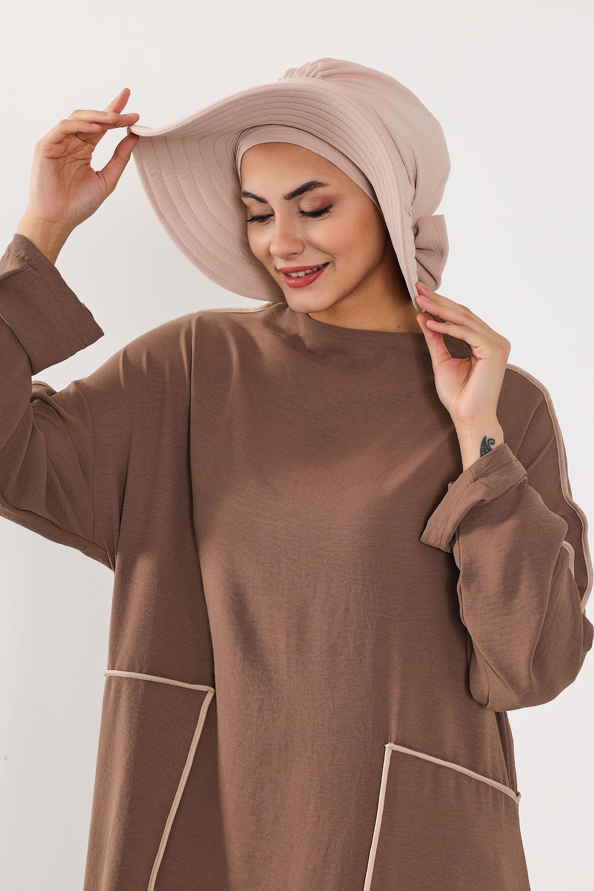 Çıkarılabilir Arkası Fiyonklu Aerobin Şapkalı Bone Türban,S-4A