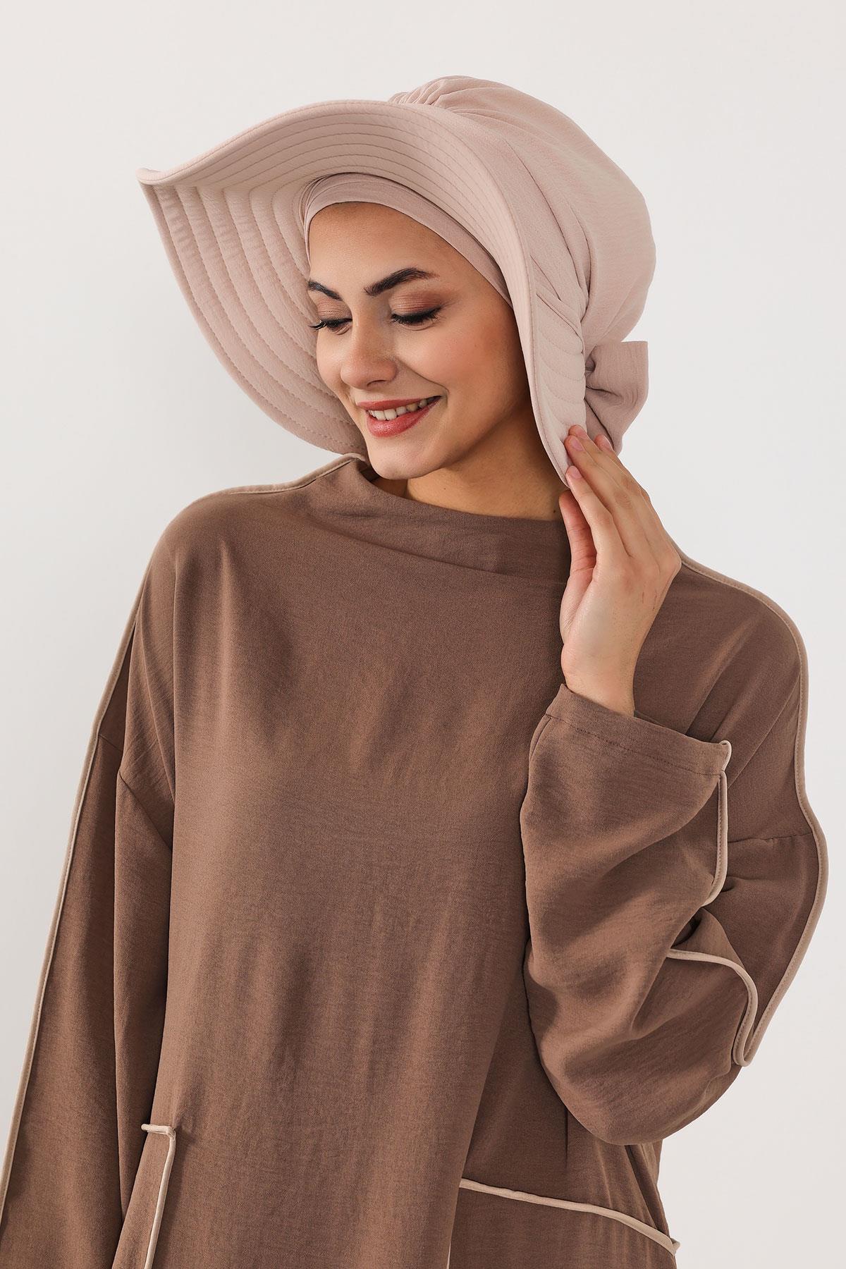 Çıkarılabilir Arkası Fiyonklu Aerobin Şapkalı Bone Türban,S-4A