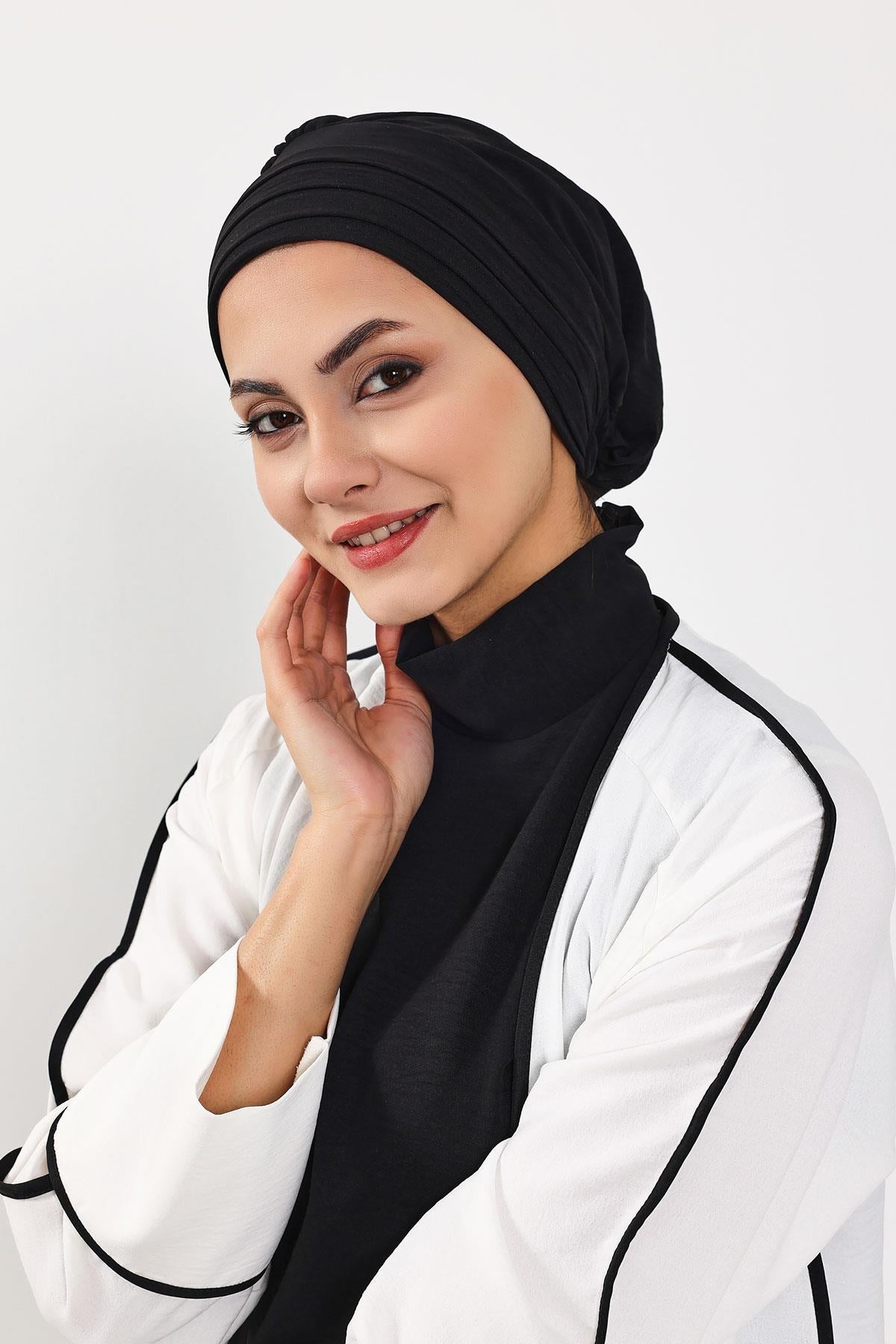 Çıkarılabilir Arkası Fiyonklu Aerobin Şapkalı Bone Türban,S-4A