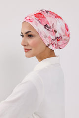 Çıkarılabilir Arkası Fiyonklu Desenli Şapkalı Bone Türban,S-4YD
