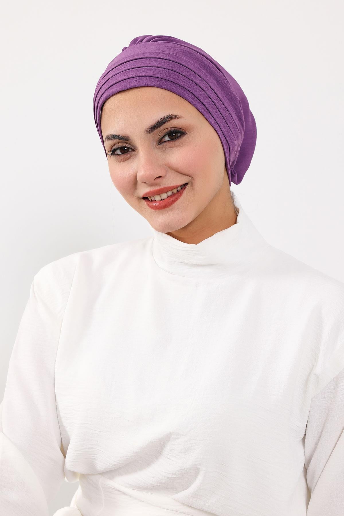Çıkarılabilir Arkası Fiyonklu Şapkalı Bone Türban,S-4A