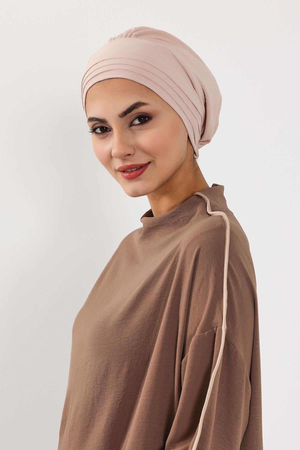 Çıkarılabilir Arkası Fiyonklu Şapkalı Bone Türban,S-4A
