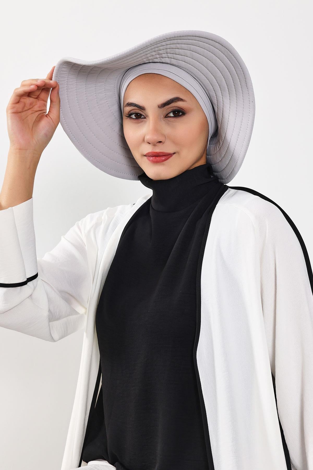 Çıkarılabilir Arkası Fiyonklu Şapkalı Bone Türban,S-4A