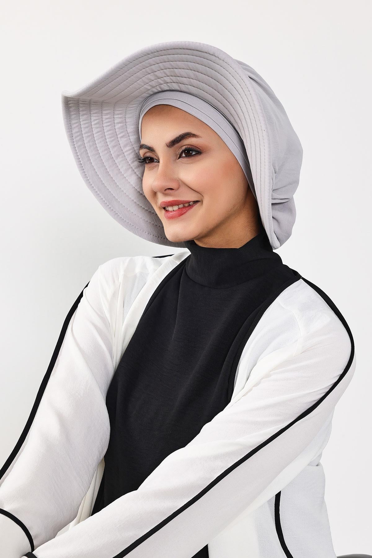 Çıkarılabilir Arkası Fiyonklu Şapkalı Bone Türban,S-4A