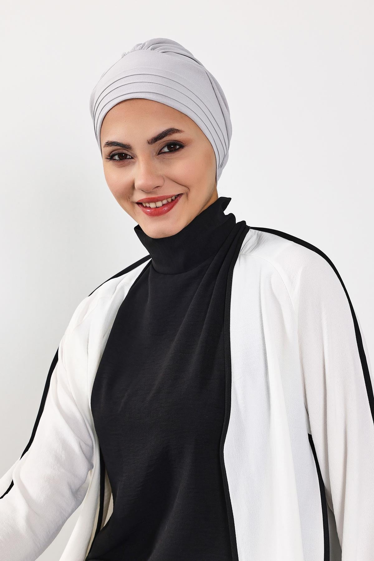 Çıkarılabilir Arkası Fiyonklu Şapkalı Bone Türban,S-4A