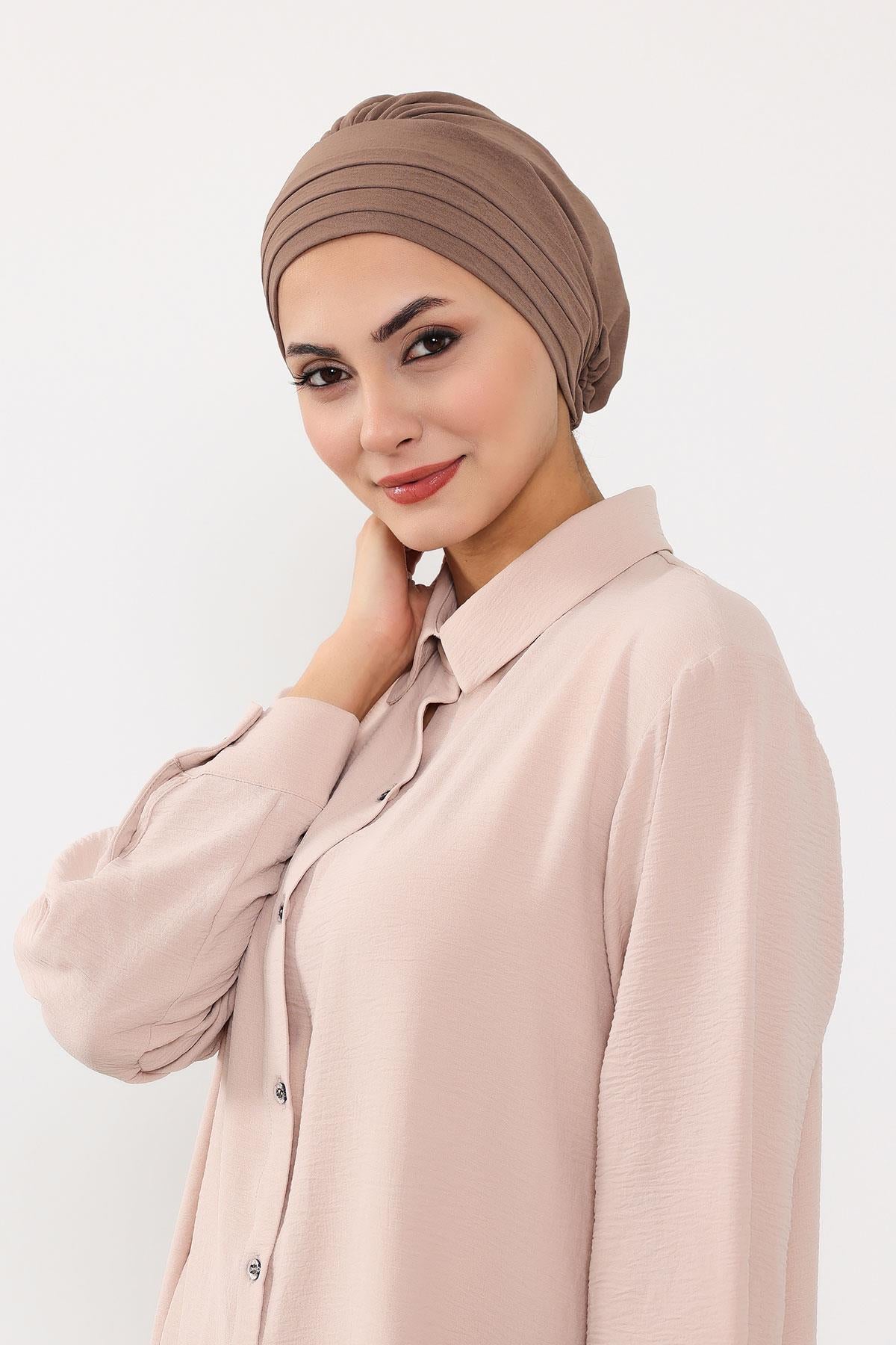 Çıkarılabilir Arkası Fiyonklu Şapkalı Bone Türban,S-4A