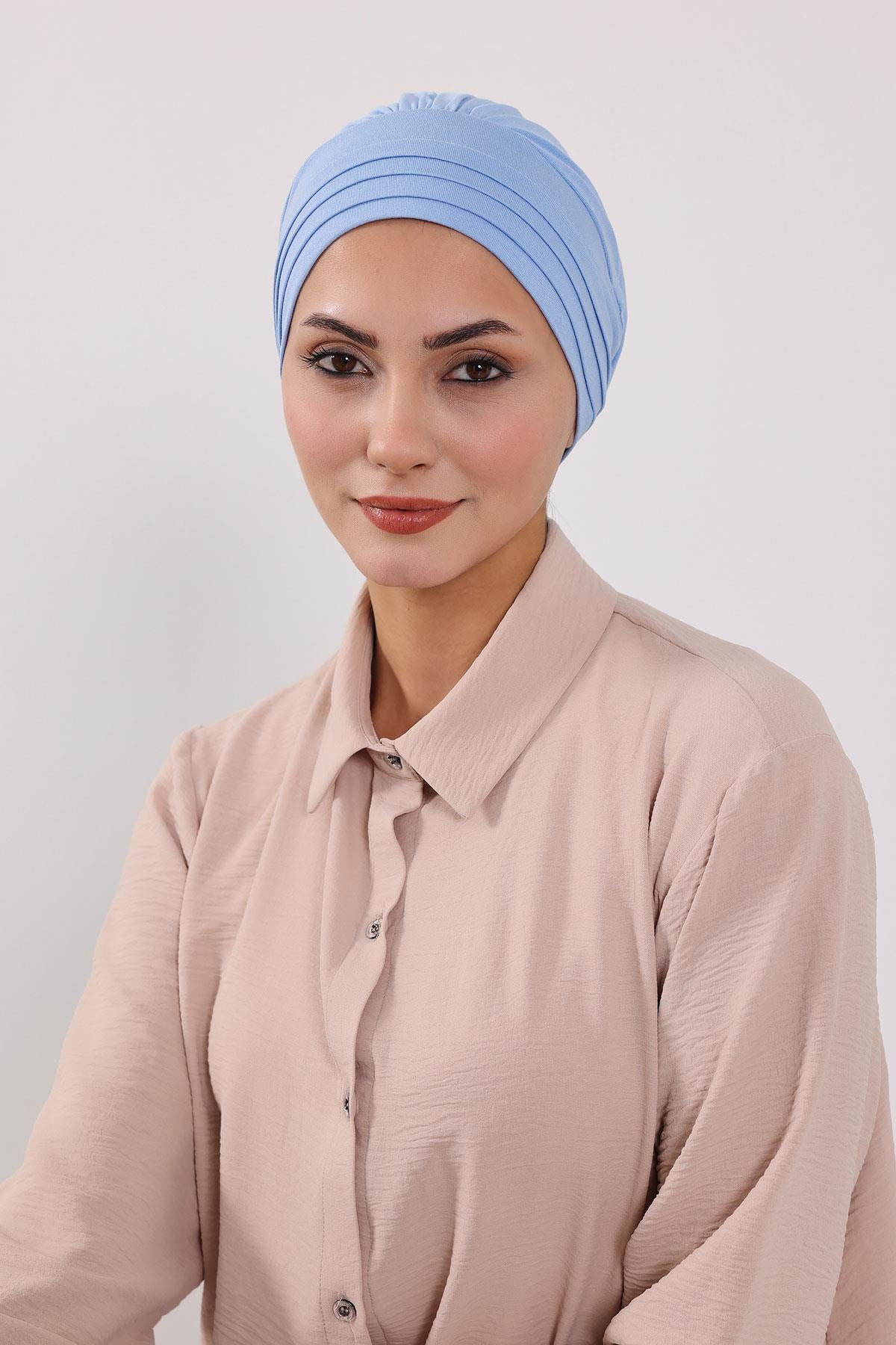 Çıkarılabilir Arkası Fiyonklu Şapkalı Penye Bone Türban,S-4