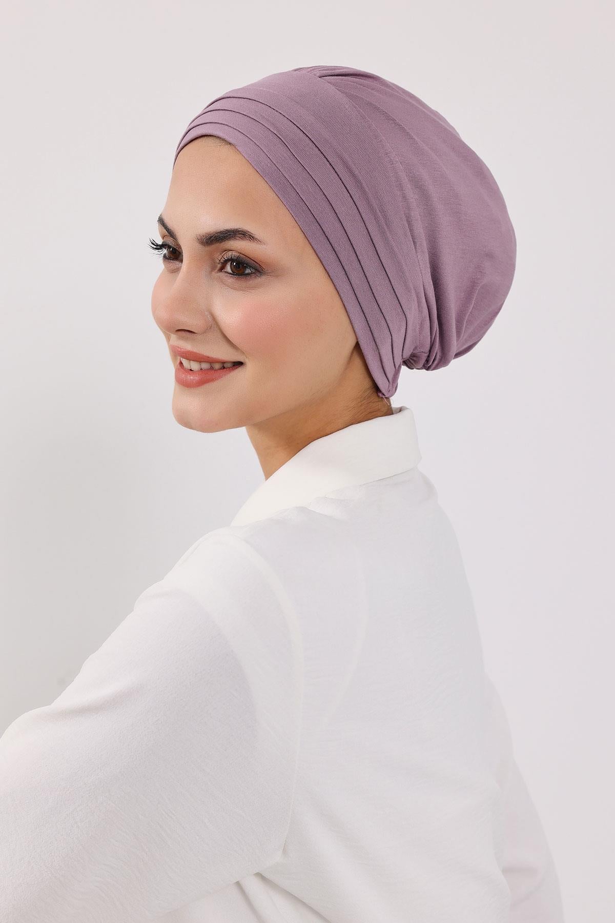 Çıkarılabilir Arkası Fiyonklu Şapkalı Penye Bone Türban,S-4