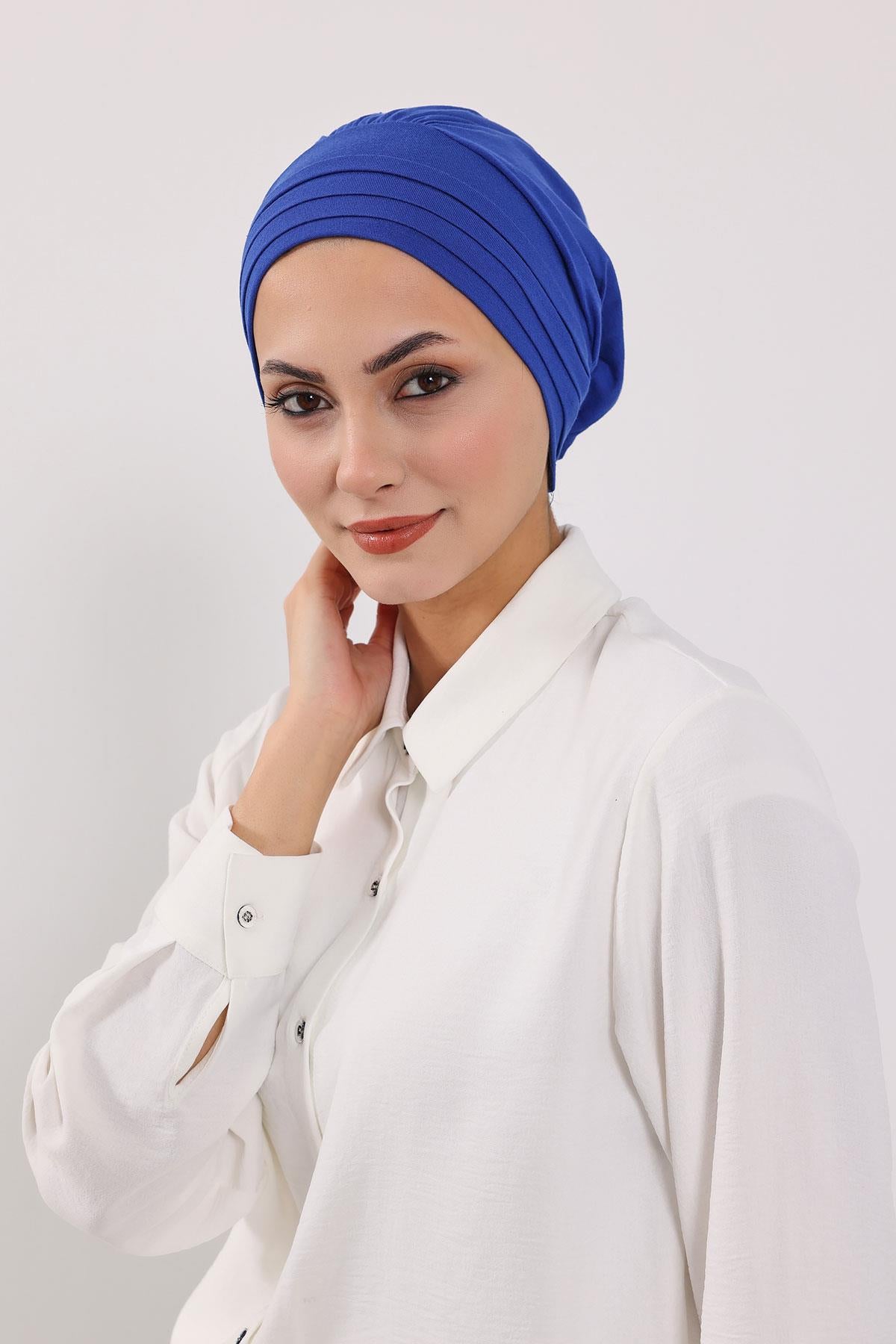 Çıkarılabilir Arkası Fiyonklu Şapkalı Penye Bone Türban,S-4