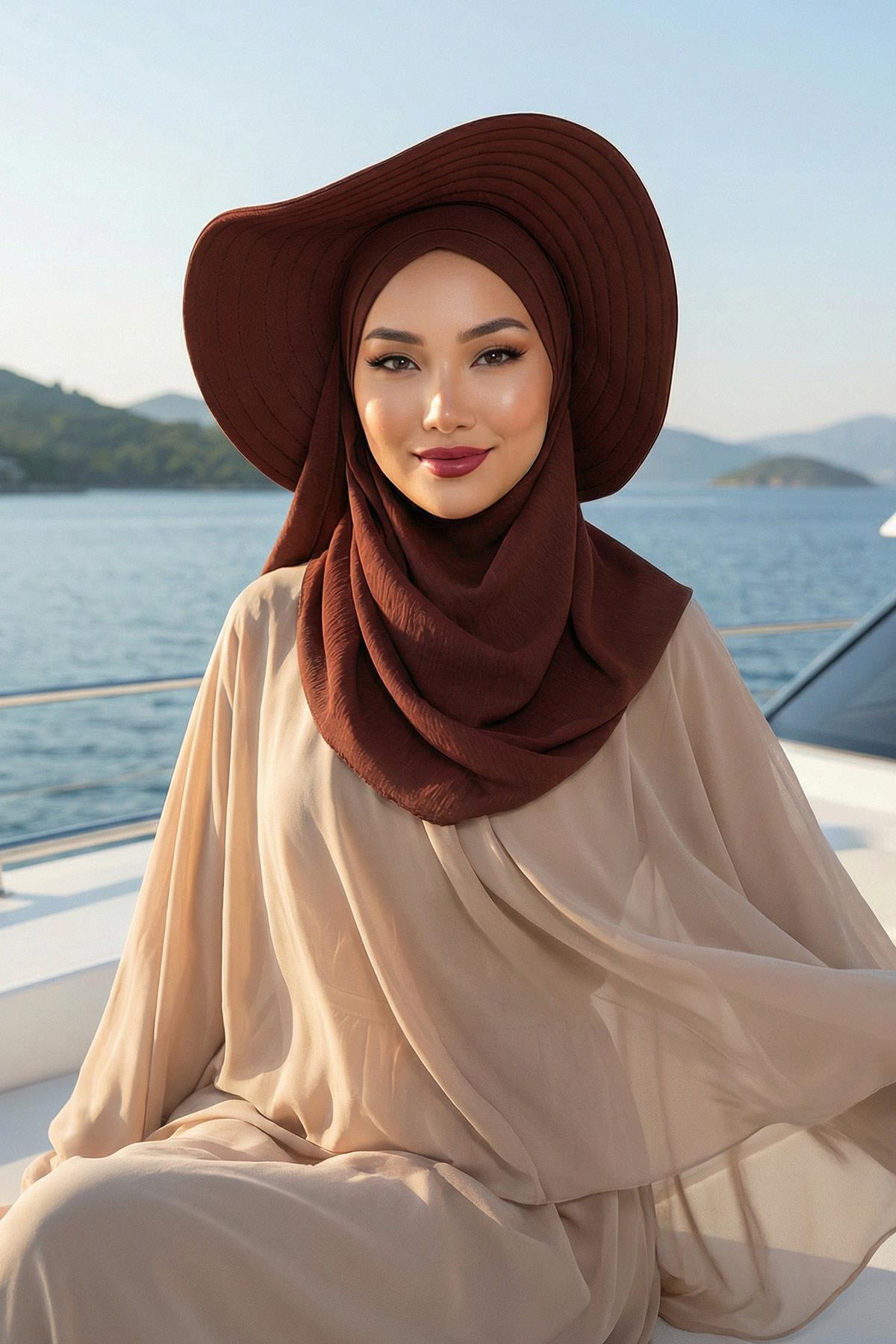 Çıkarılabilir Arkası Fiyonklu Şapkalı Pratik Şal Türban,SS-2A