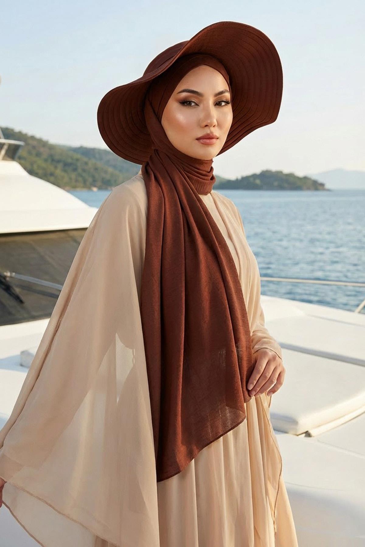 Çıkarılabilir Arkası Fiyonklu Şapkalı Pratik Şal Türban,SS-2A