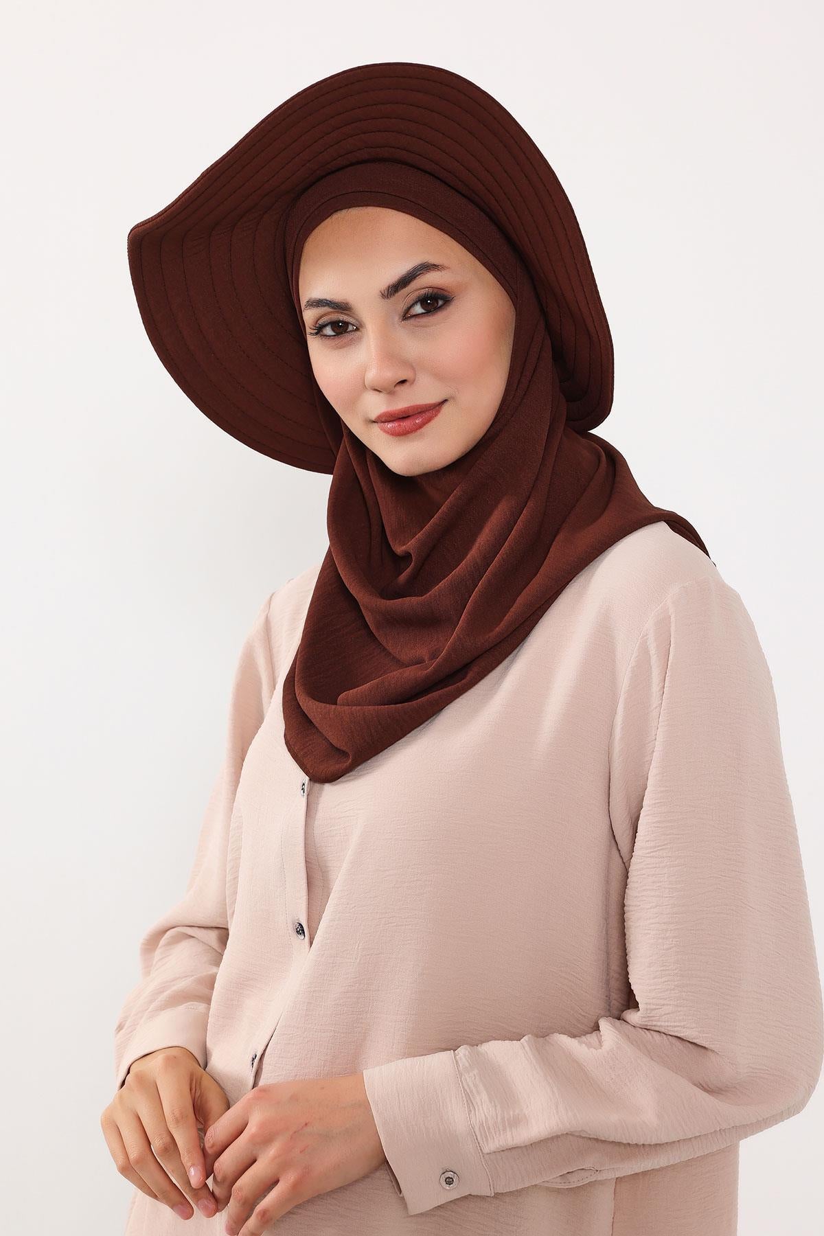 Çıkarılabilir Arkası Fiyonklu Şapkalı Pratik Şal Türban,SS-2A