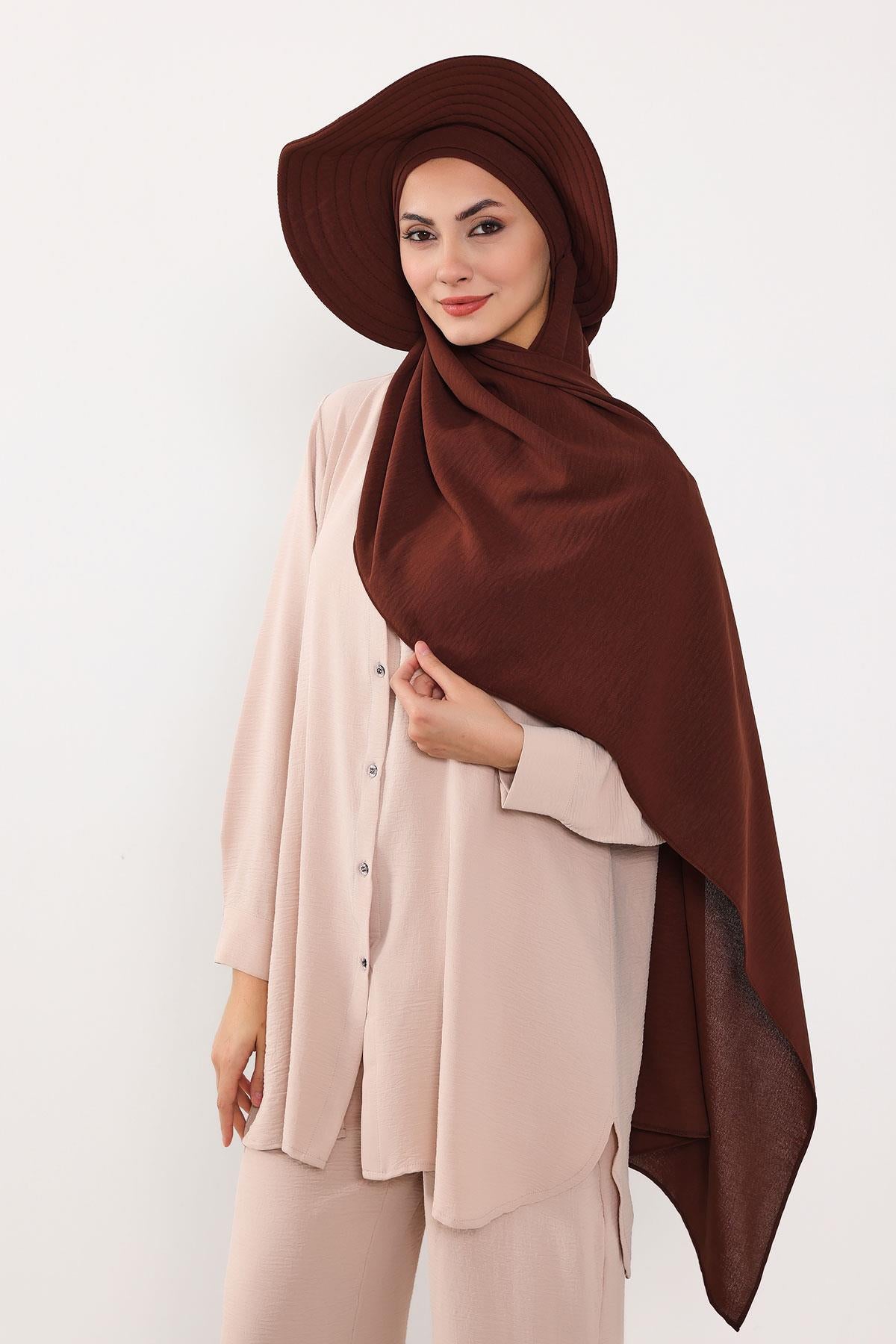 Çıkarılabilir Arkası Fiyonklu Şapkalı Pratik Şal Türban,SS-2A