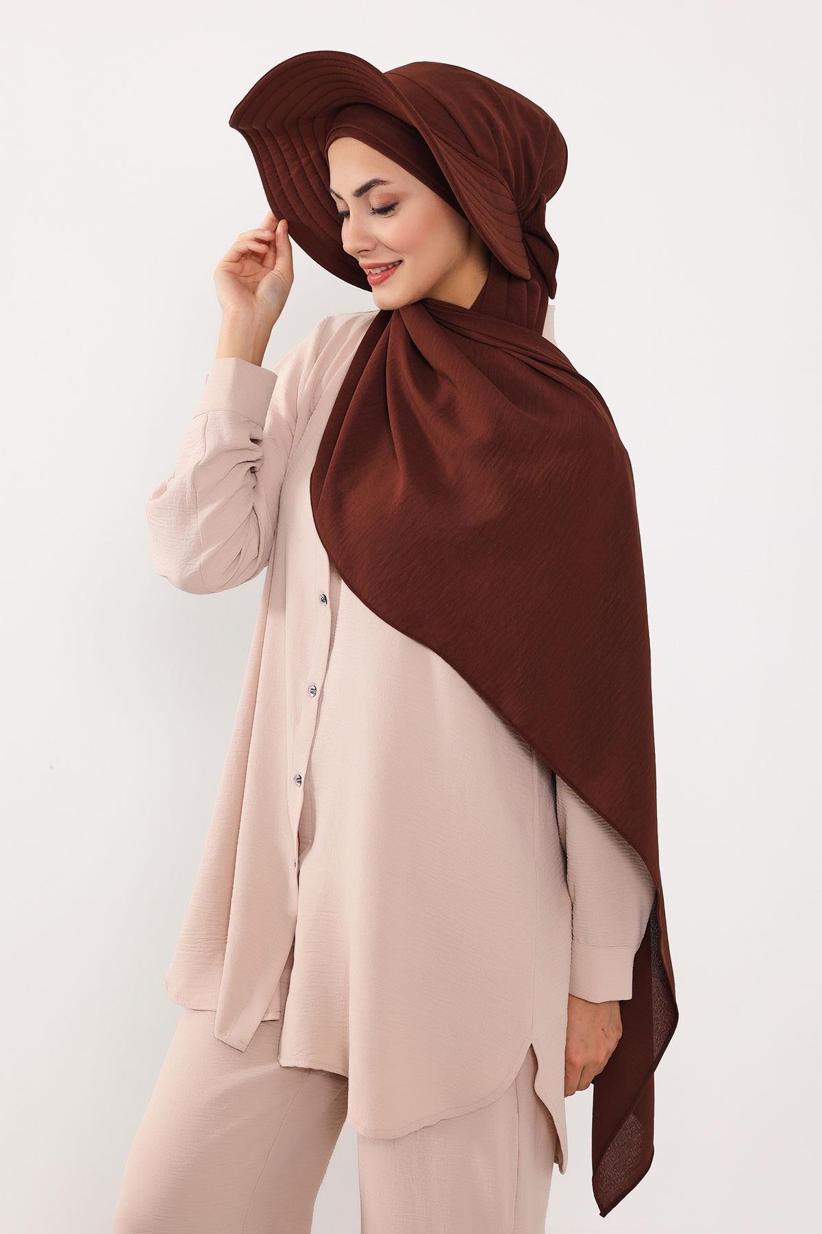 Çıkarılabilir Arkası Fiyonklu Şapkalı Pratik Şal Türban,SS-2A
