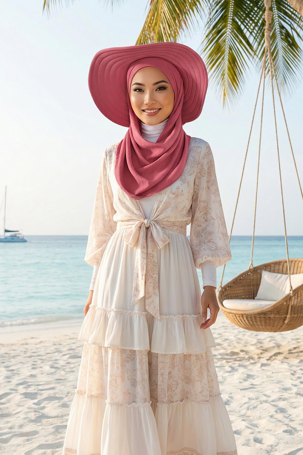 Çıkarılabilir Arkası Fiyonklu Şapkalı Pratik Şal Türban,SS-2A