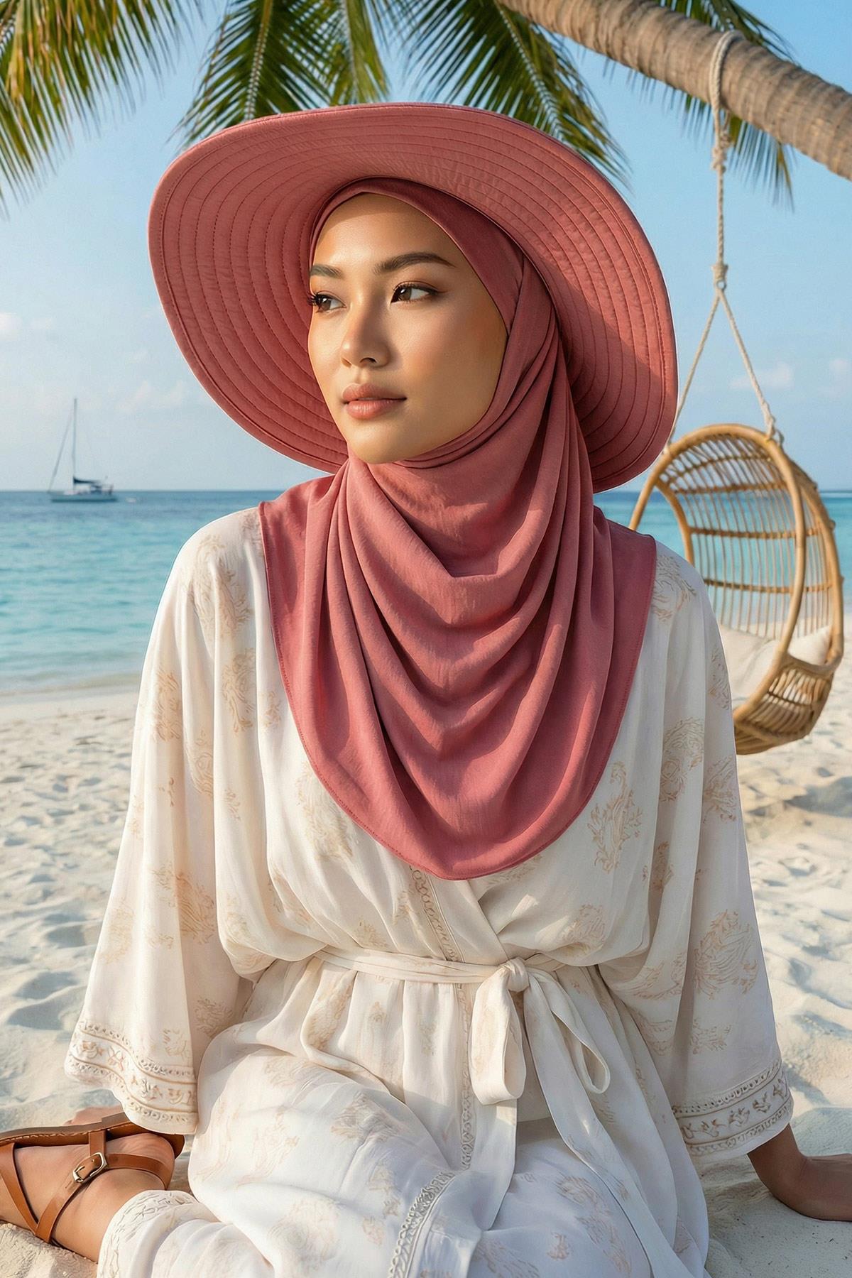 Çıkarılabilir Arkası Fiyonklu Şapkalı Pratik Şal Türban,SS-2A