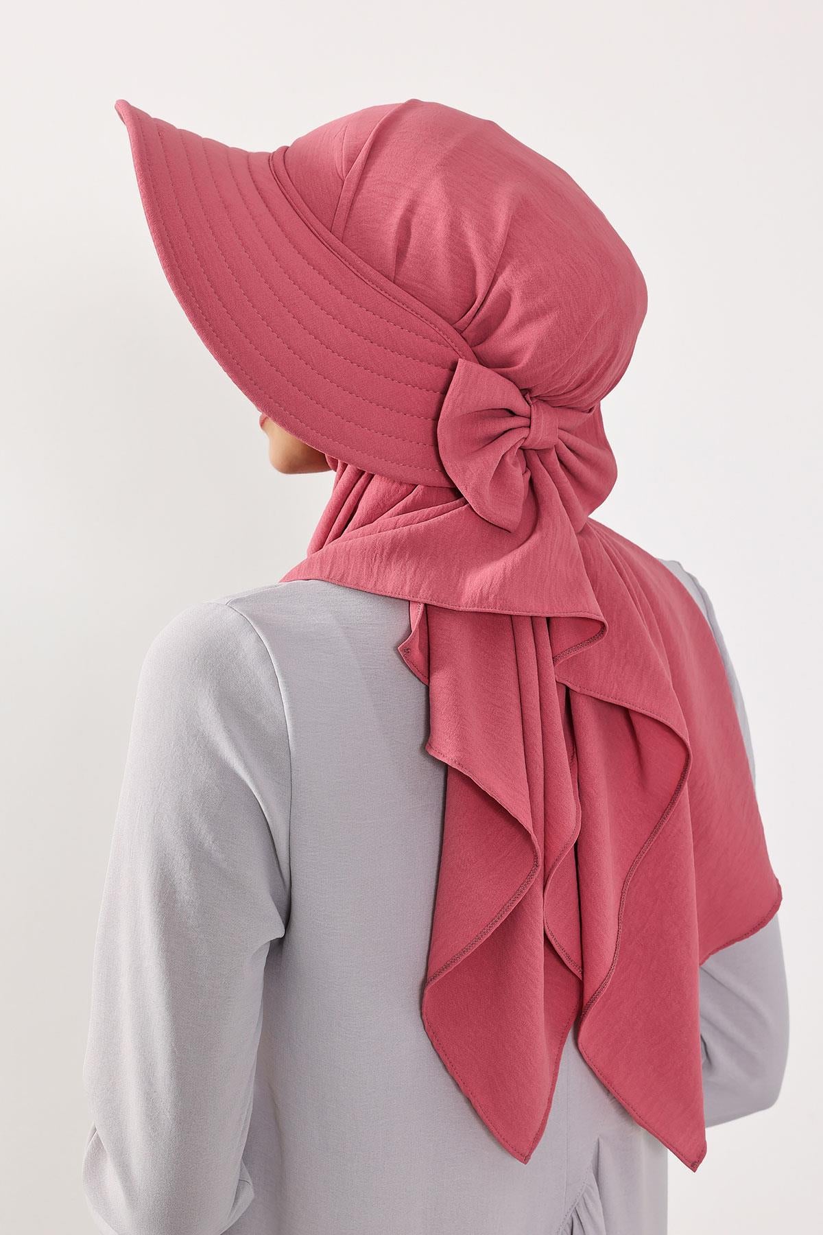Çıkarılabilir Arkası Fiyonklu Şapkalı Pratik Şal Türban,SS-2A