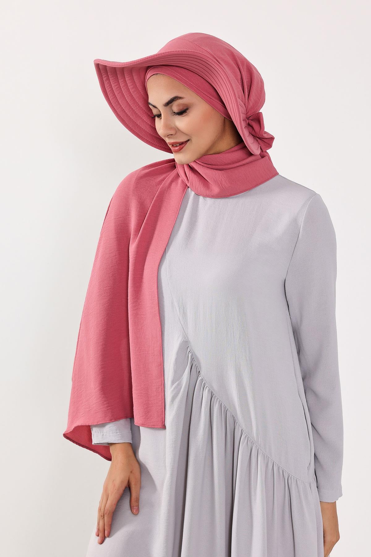 Çıkarılabilir Arkası Fiyonklu Şapkalı Pratik Şal Türban,SS-2A