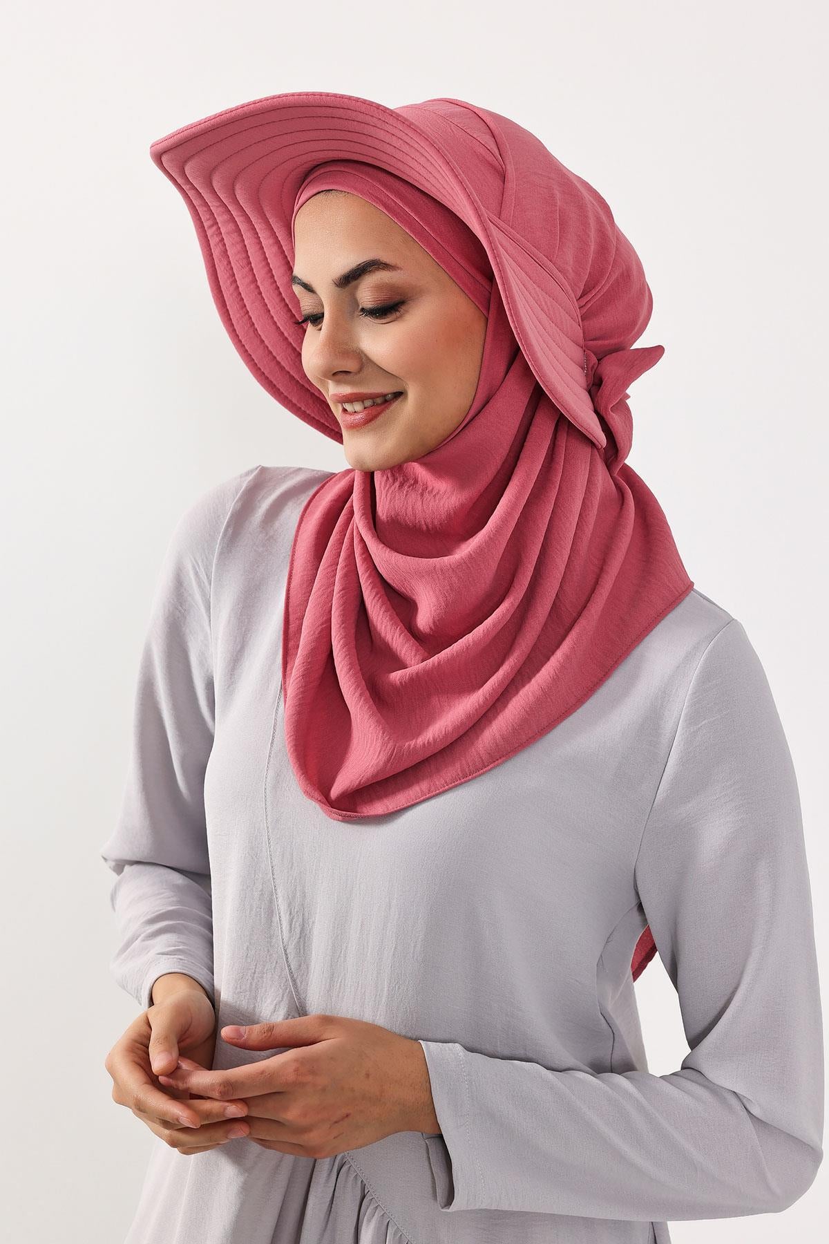 Çıkarılabilir Arkası Fiyonklu Şapkalı Pratik Şal Türban,SS-2A