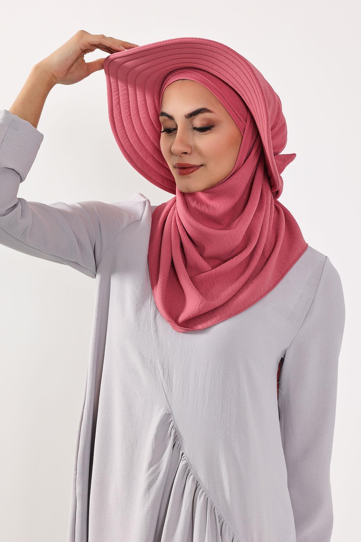 Çıkarılabilir Arkası Fiyonklu Şapkalı Pratik Şal Türban,SS-2A