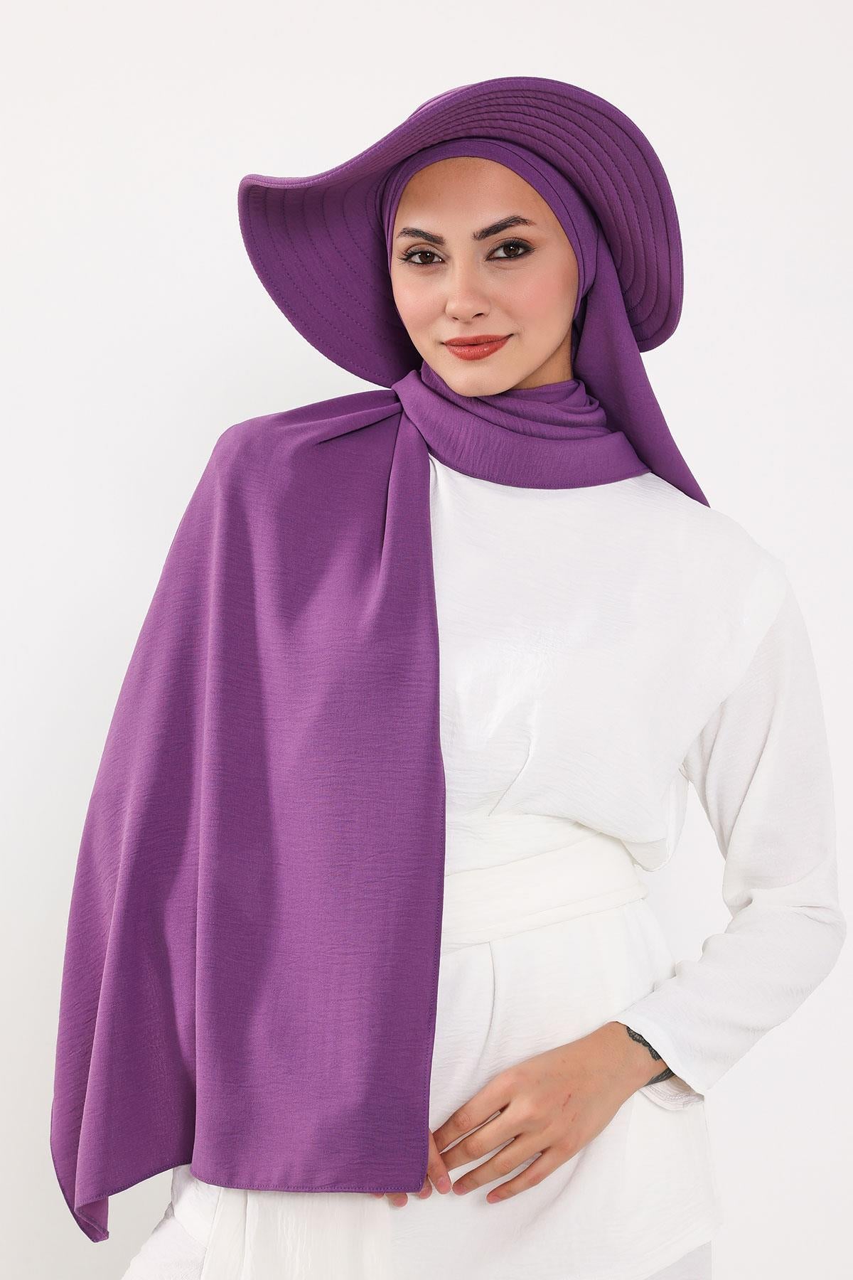 Çıkarılabilir Arkası Fiyonklu Şapkalı Pratik Şal Türban,SS-2A