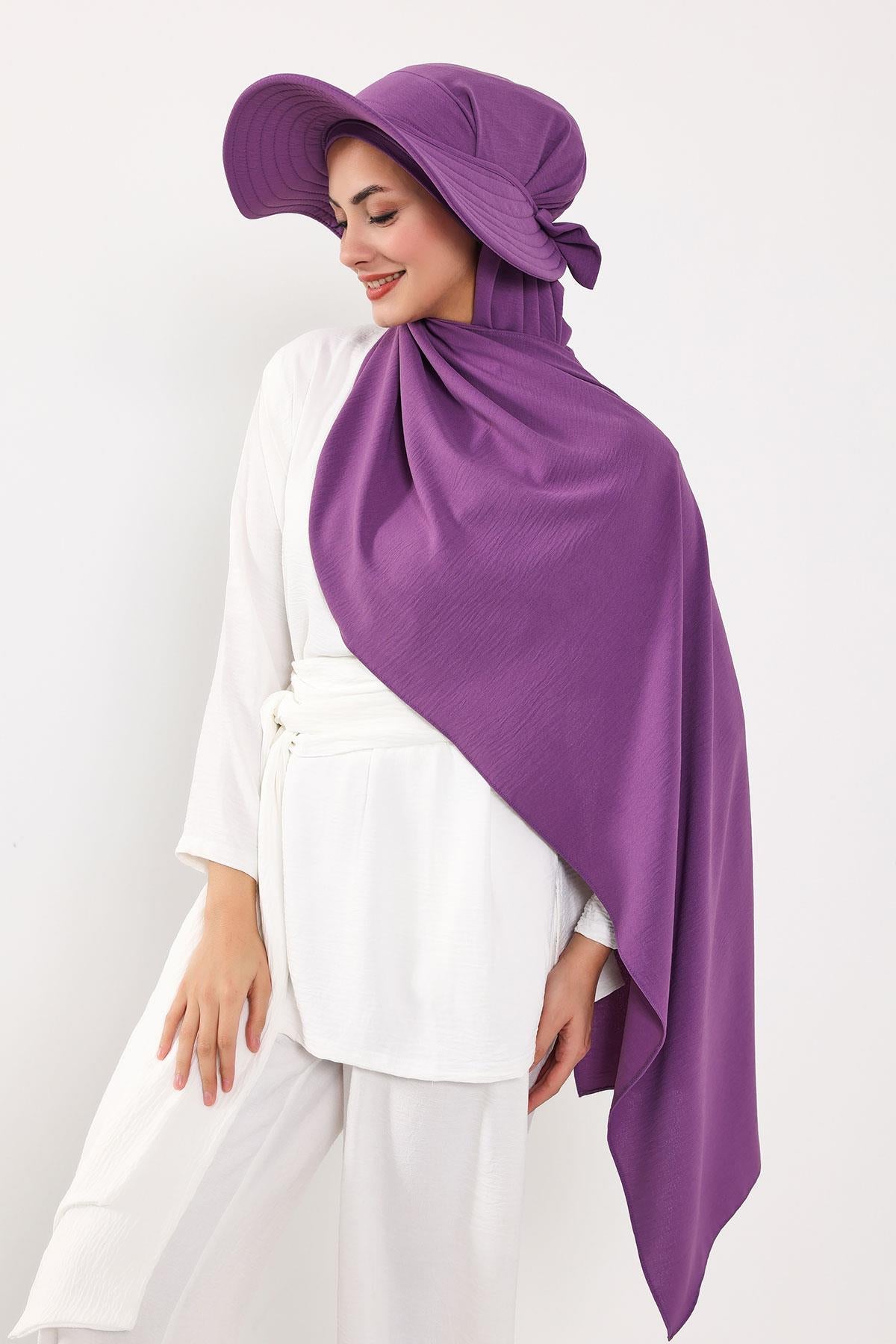 Çıkarılabilir Arkası Fiyonklu Şapkalı Pratik Şal Türban,SS-2A