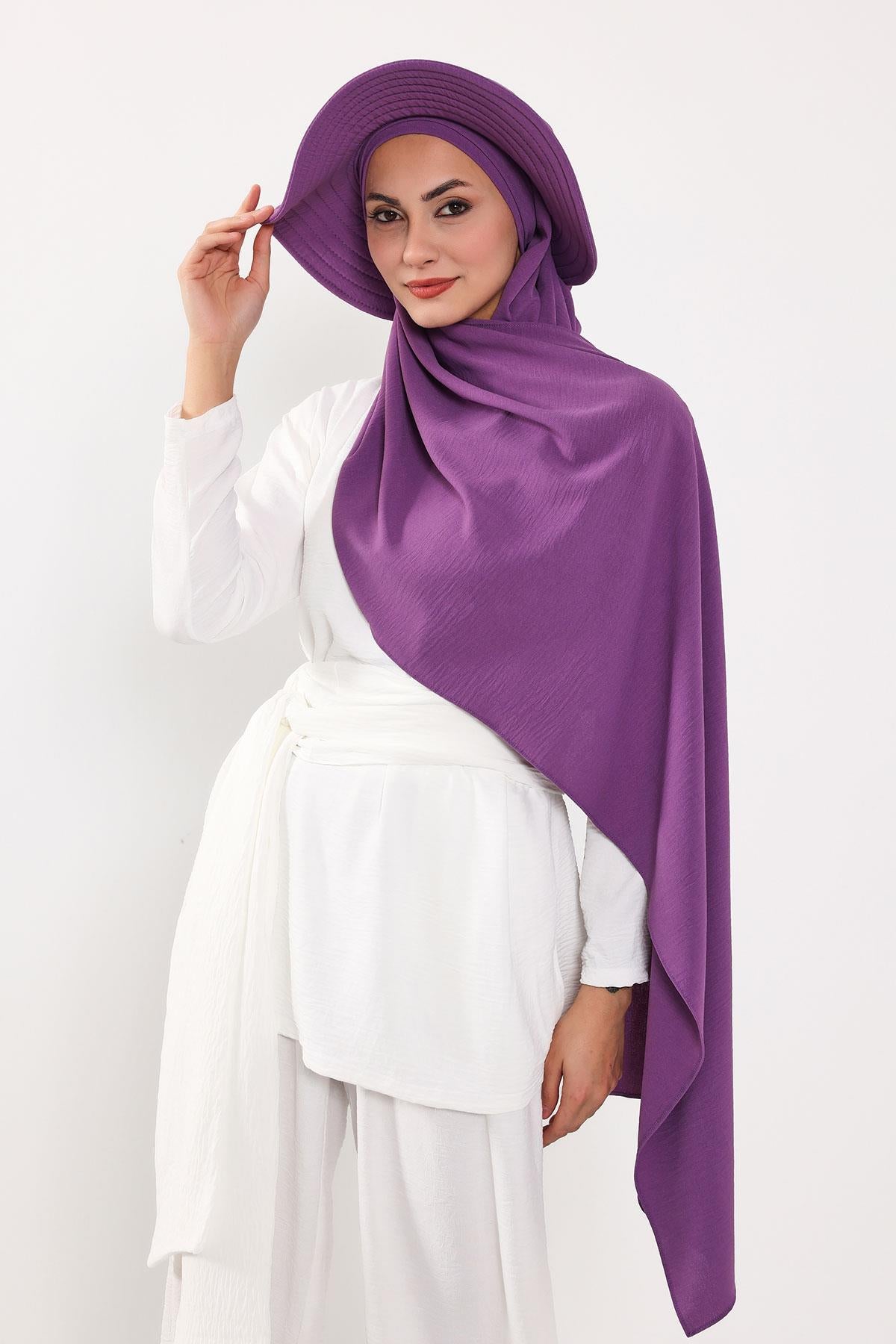 Çıkarılabilir Arkası Fiyonklu Şapkalı Pratik Şal Türban,SS-2A