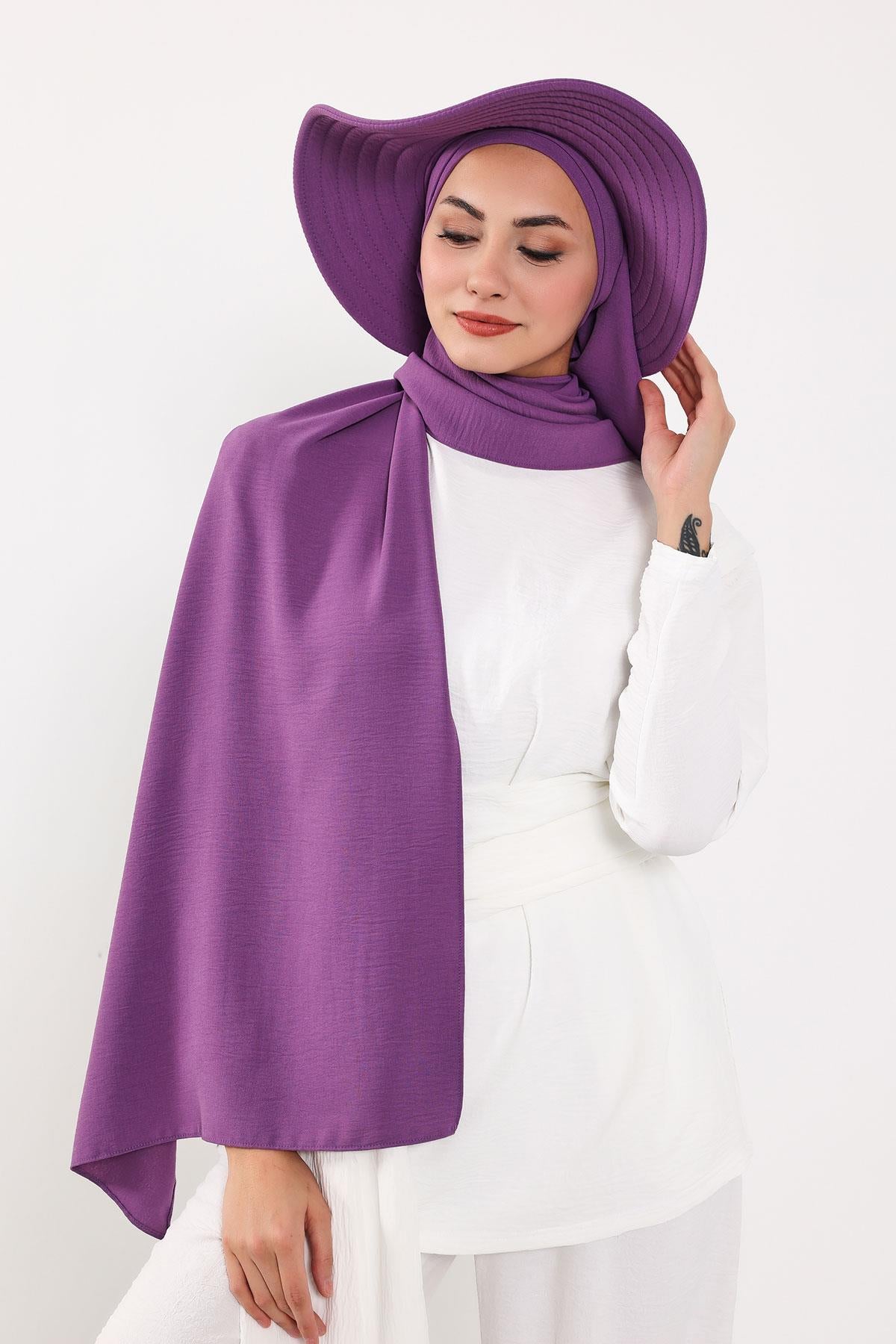 Çıkarılabilir Arkası Fiyonklu Şapkalı Pratik Şal Türban,SS-2A