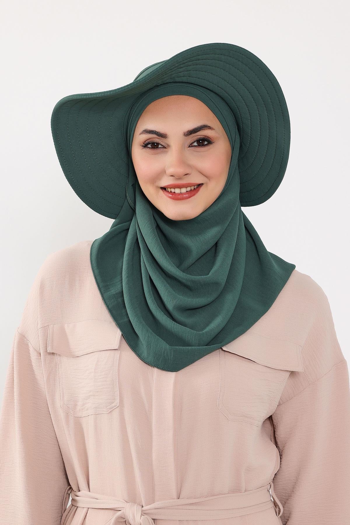 Çıkarılabilir Arkası Fiyonklu Şapkalı Pratik Şal Türban,SS-2A