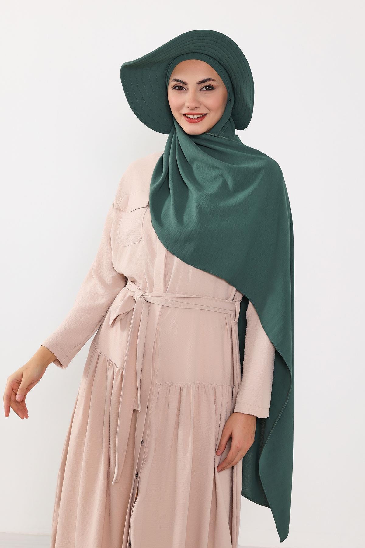 Çıkarılabilir Arkası Fiyonklu Şapkalı Pratik Şal Türban,SS-2A