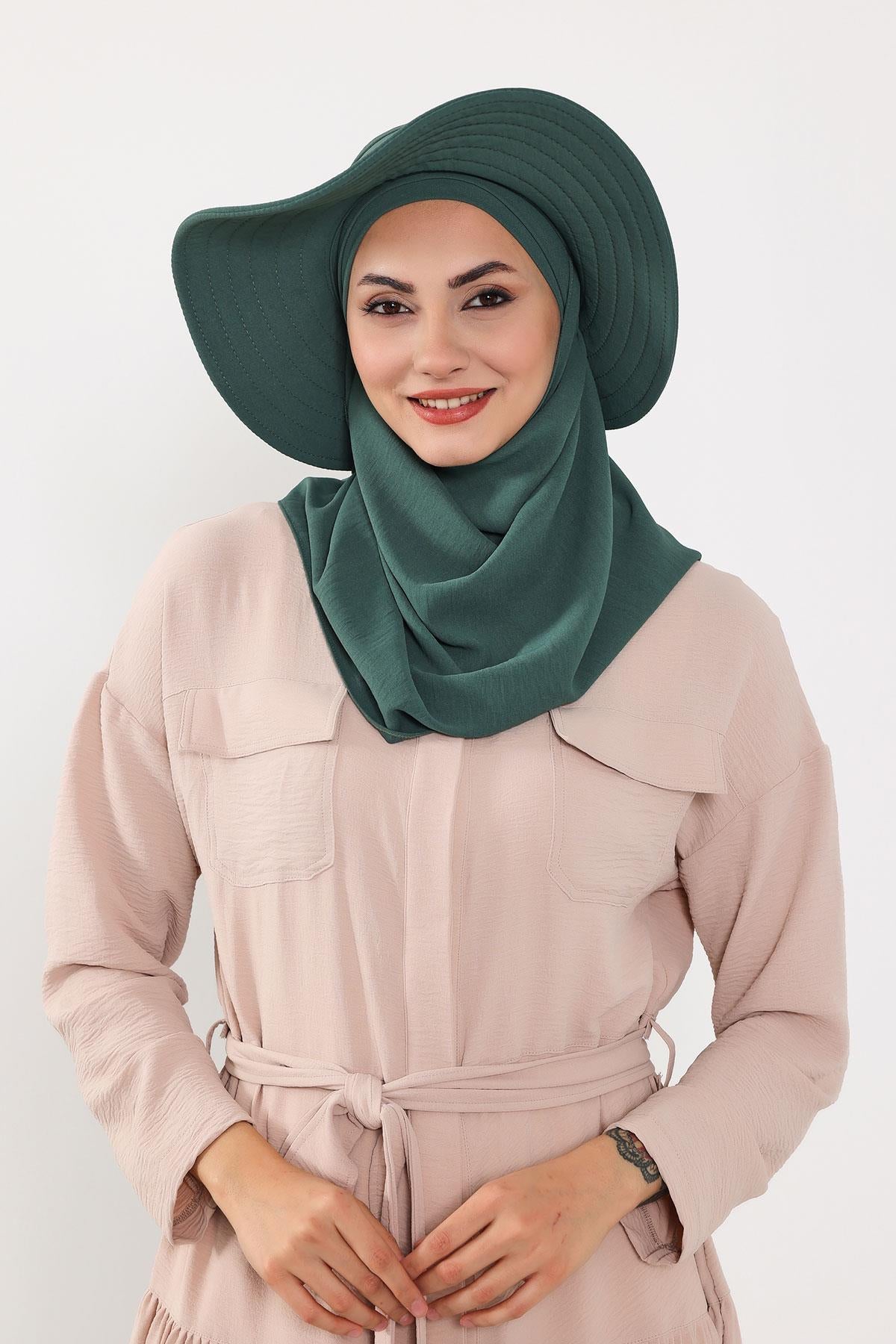 Çıkarılabilir Arkası Fiyonklu Şapkalı Pratik Şal Türban,SS-2A