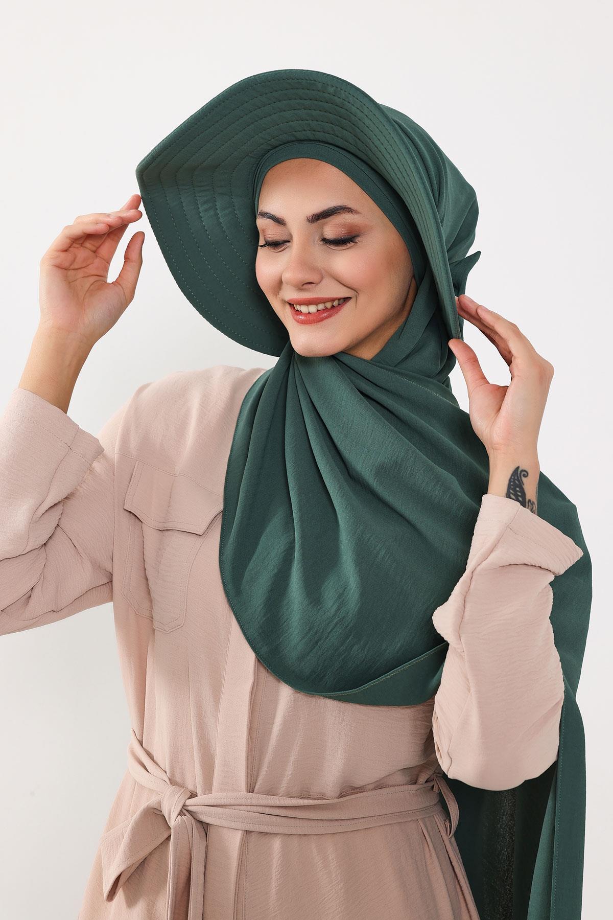 Çıkarılabilir Arkası Fiyonklu Şapkalı Pratik Şal Türban,SS-2A