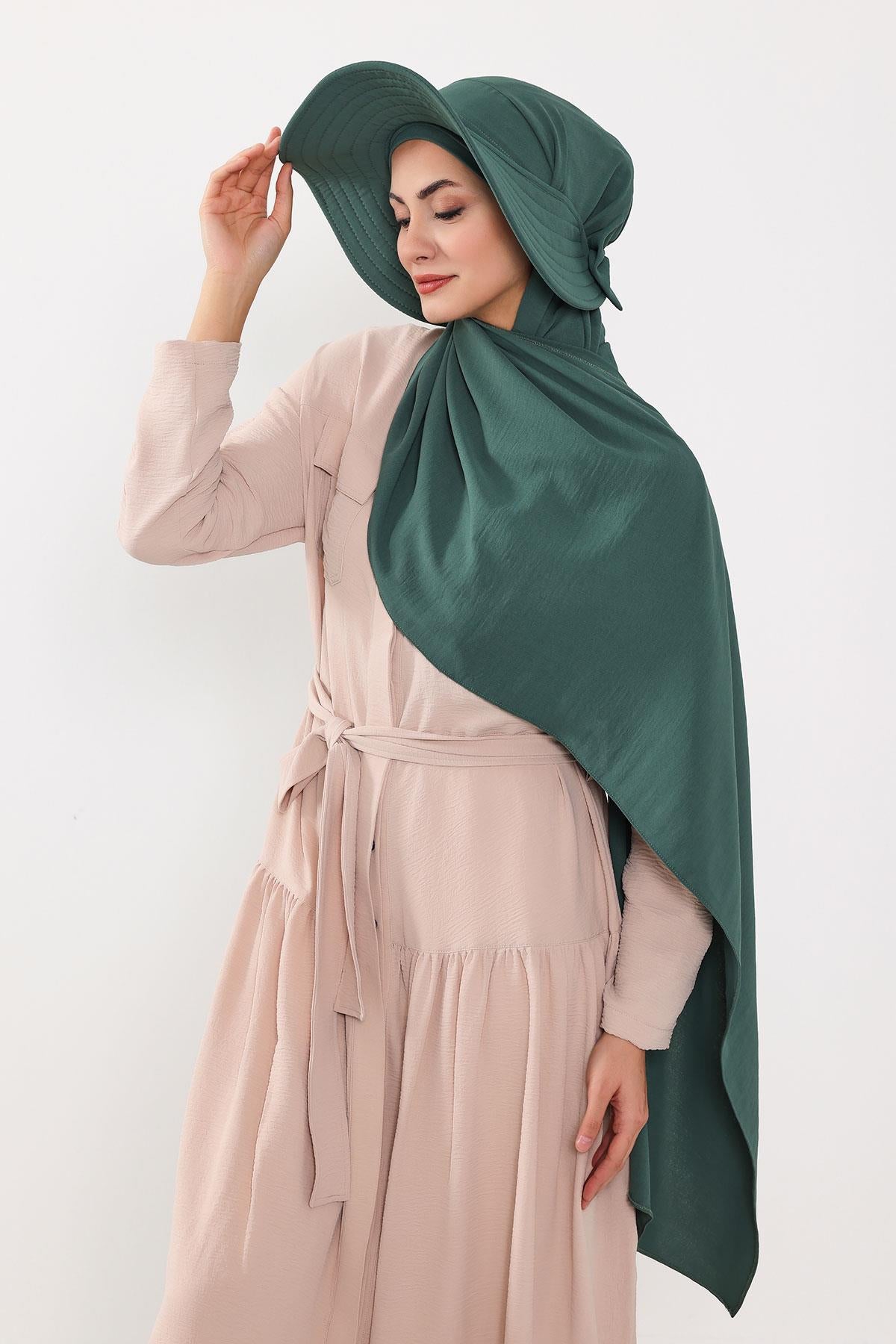 Çıkarılabilir Arkası Fiyonklu Şapkalı Pratik Şal Türban,SS-2A