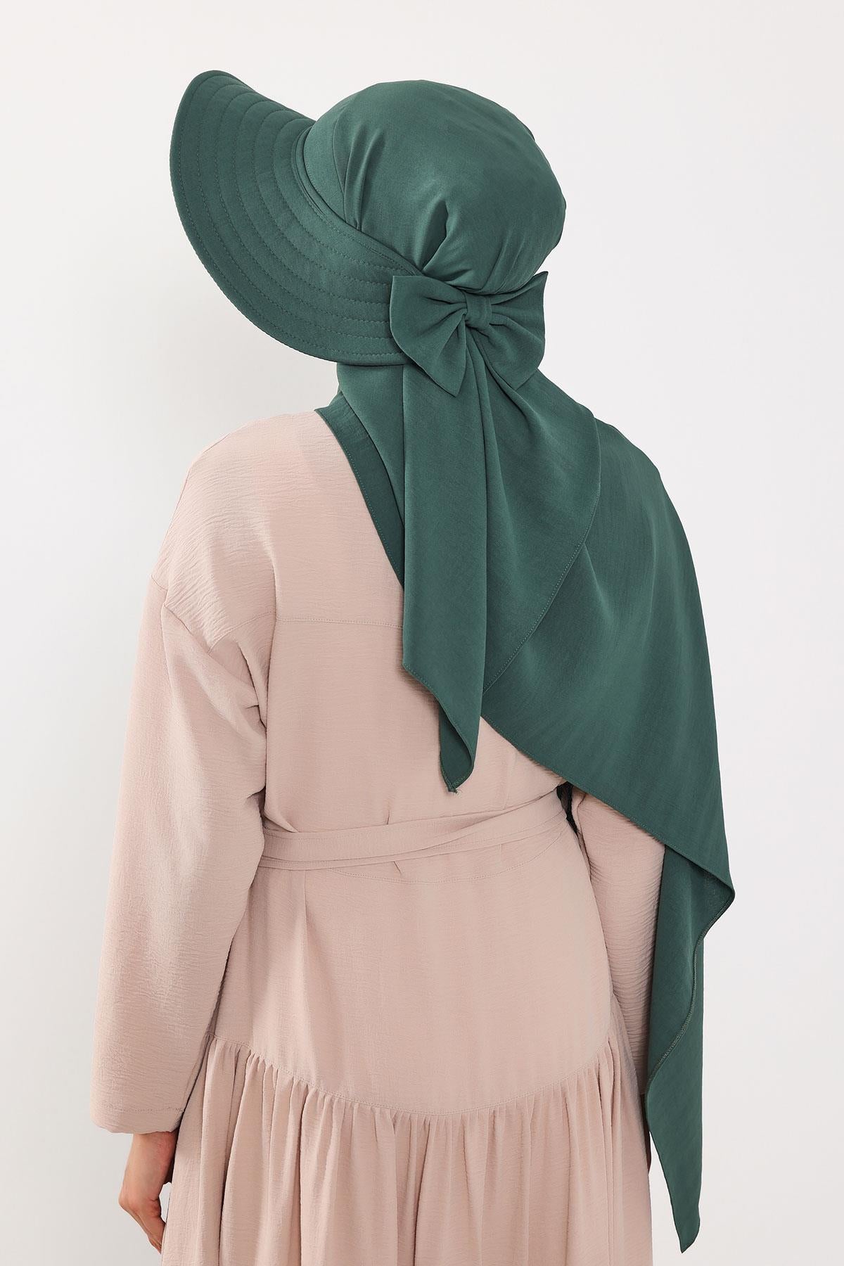 Çıkarılabilir Arkası Fiyonklu Şapkalı Pratik Şal Türban,SS-2A