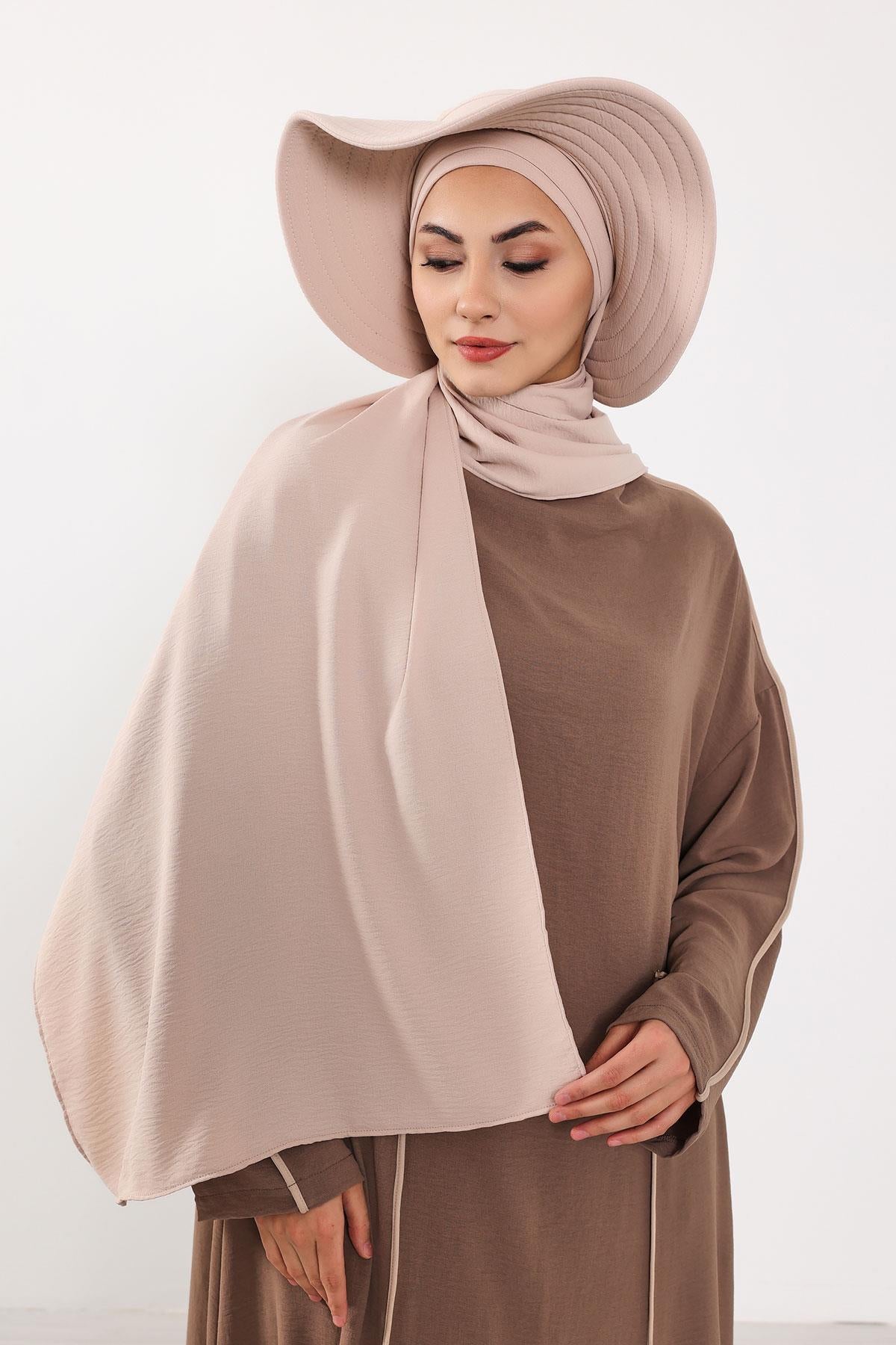 Çıkarılabilir Arkası Fiyonklu Şapkalı Pratik Şal Türban,SS-2A