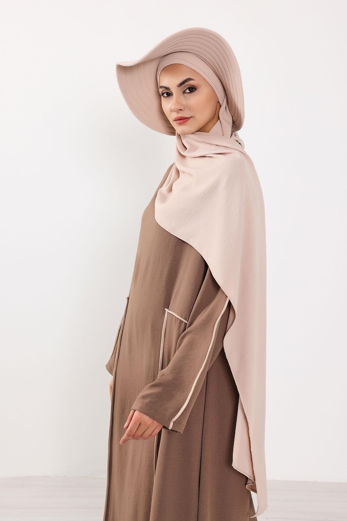 Çıkarılabilir Arkası Fiyonklu Şapkalı Pratik Şal Türban,SS-2A