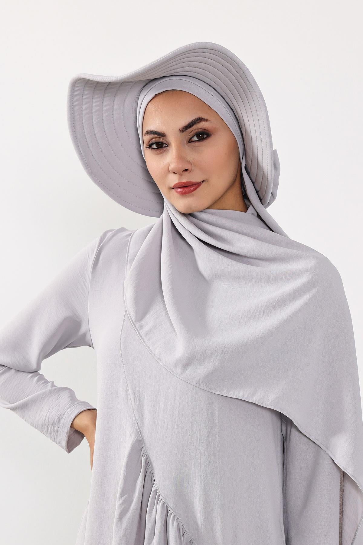 Çıkarılabilir Arkası Fiyonklu Şapkalı Pratik Şal Türban,SS-2A