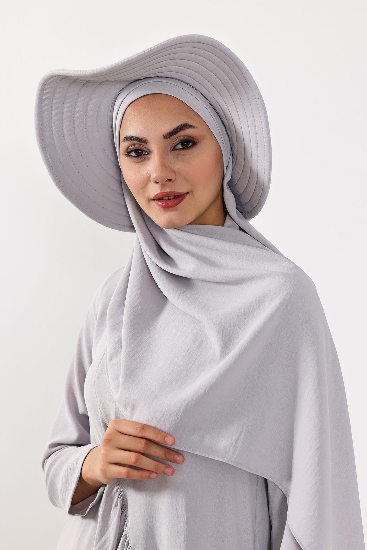 Çıkarılabilir Arkası Fiyonklu Şapkalı Pratik Şal Türban,SS-2A